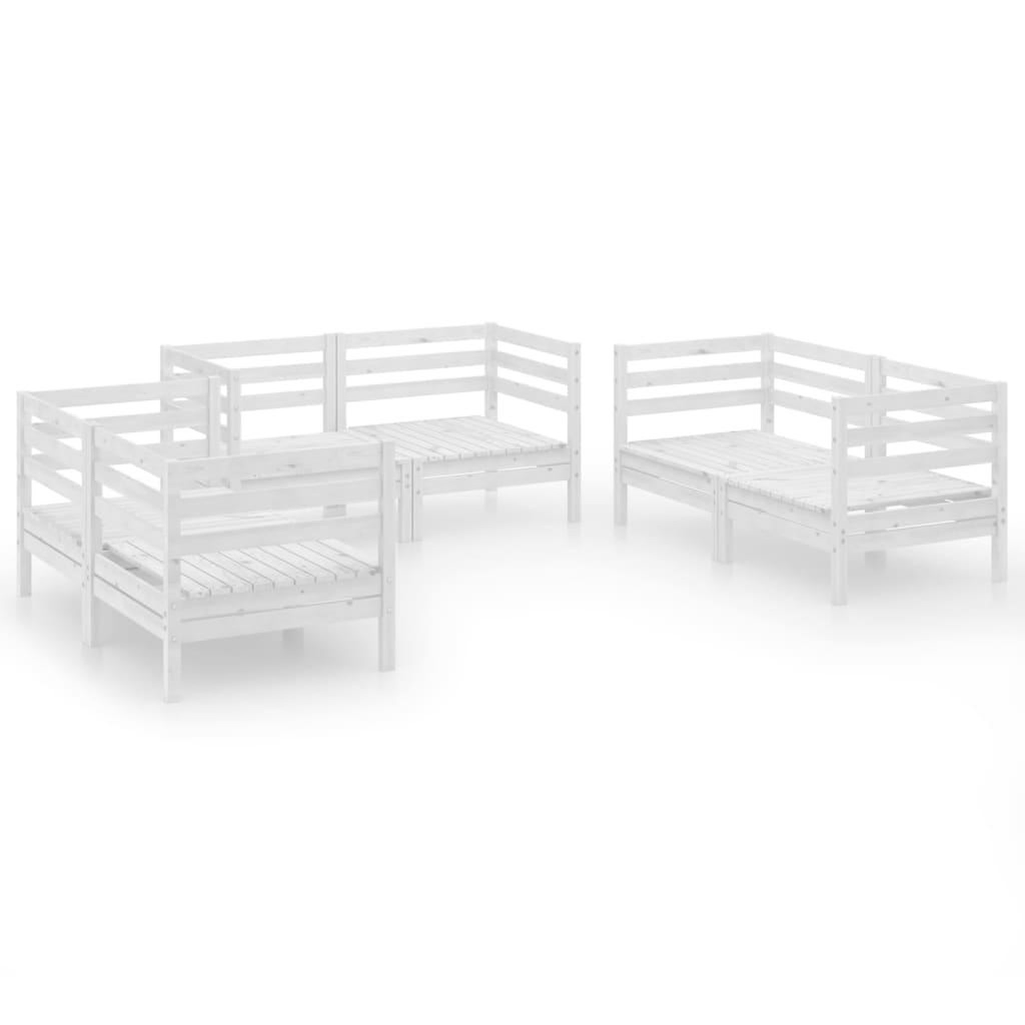 Voir la diapositive 2 : VIDAXL Salon de jardin 6 pcs Blanc Bois de pin massif