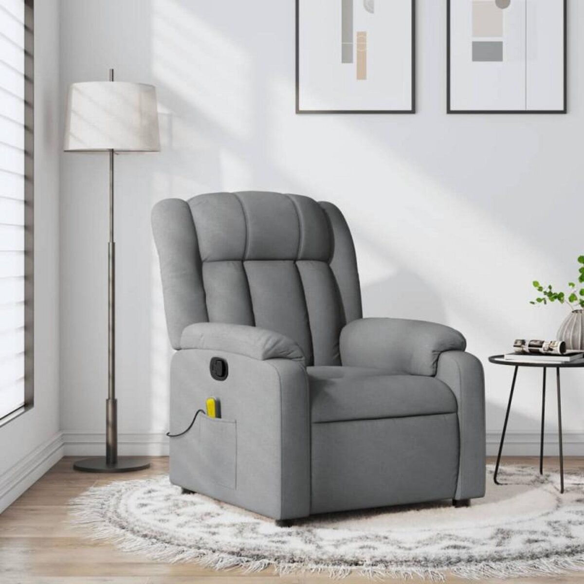 VIDAXL Fauteuil de massage inclinable Gris clair Tissu