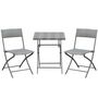 Voir la diapositive 1 : OUTSUNNY Ensemble meubles de jardin design table carré et chaises pliables résine tressée imitation rotin gris