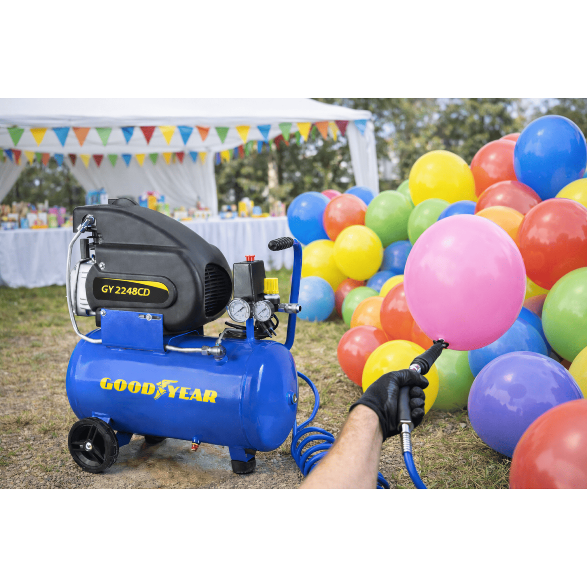 Voir la diapositive 5 : GOODYEAR Compresseur d'air silencieux 24 litres 8 bar 2cv 1.5kw 115 psi goodyear
