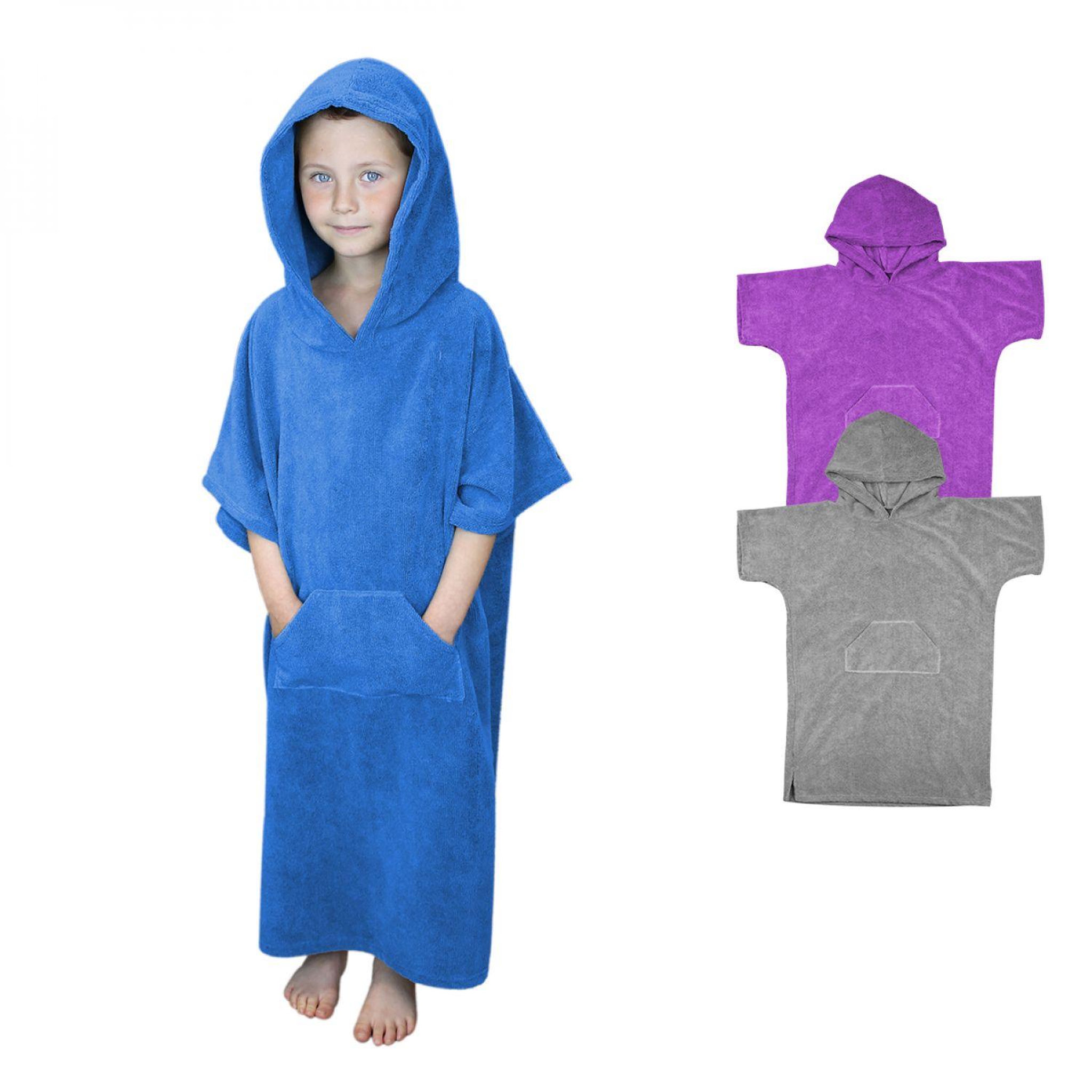 Voir la diapositive 1 : VIVEZEN Serviette poncho de bain ou de plage avec poche - Enfant