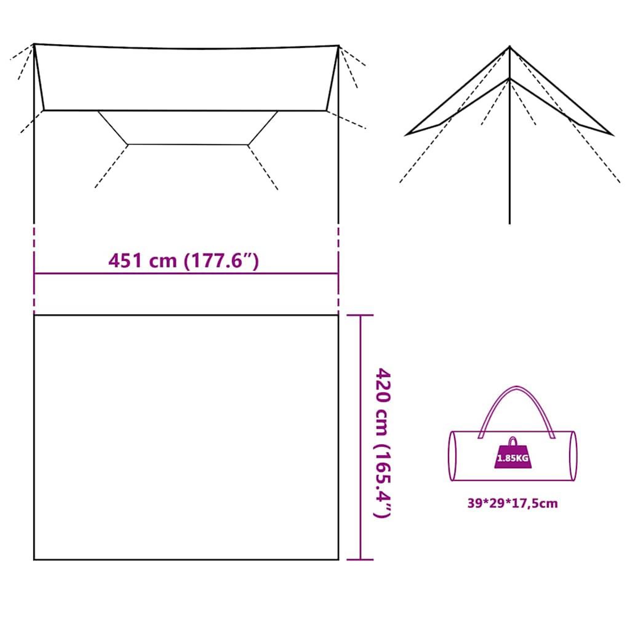 Voir la diapositive 6 : VIDAXL Bache de camping marron 451x420 cm impermeable
