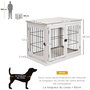 Voir la diapositive 3 : PAWHUT Cage pour chien animaux cage en bois MDF classe E1 3 portes verrouillables max. 30 Kg dim. 81L x 58l x 66H cm blanc noir