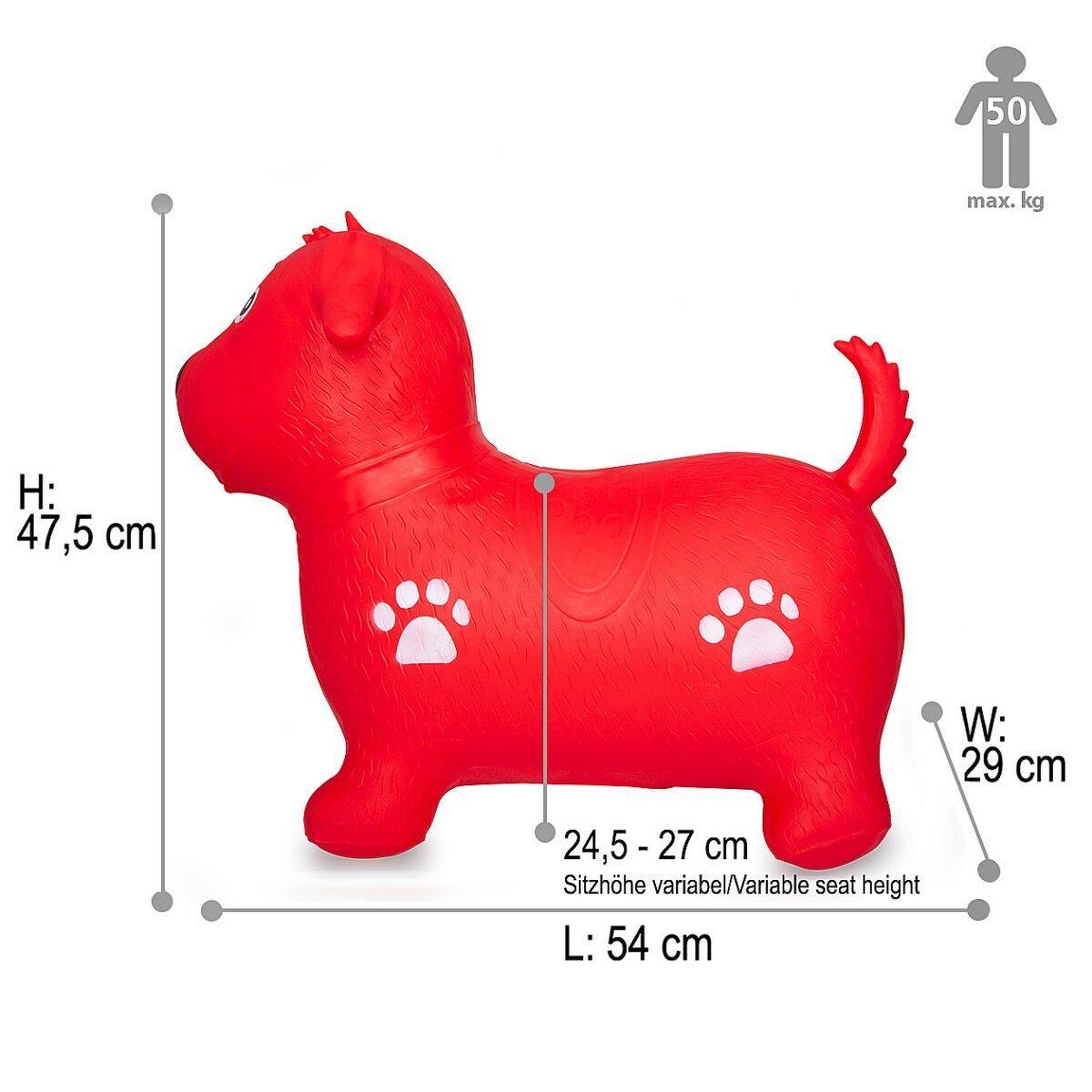 Voir la diapositive 2 : Jamara Animal rebondissante chien hoppydoo rouge avec pompe