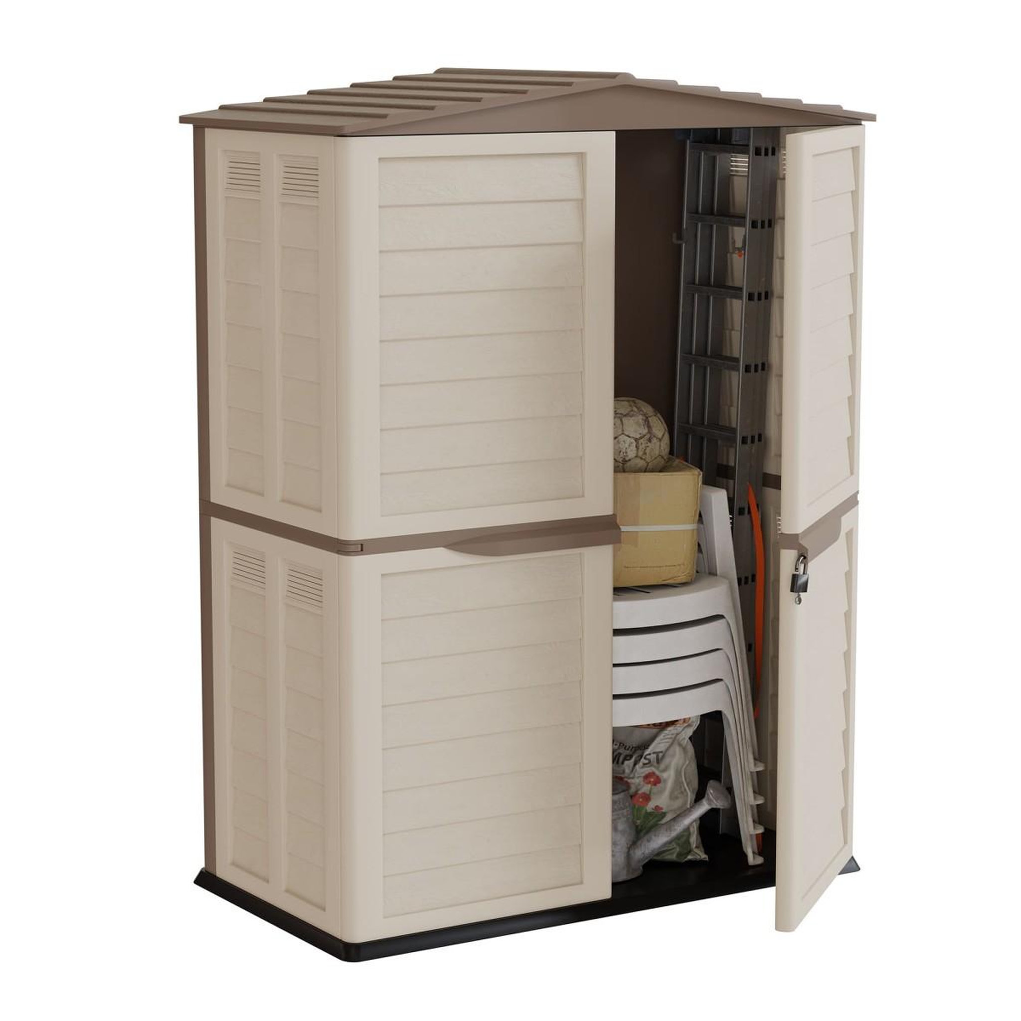 INTEC Abri de jardin extérieur 2 portes beige 151 x 83 x h200cm cabanon de jardin avec plancher intégré intec