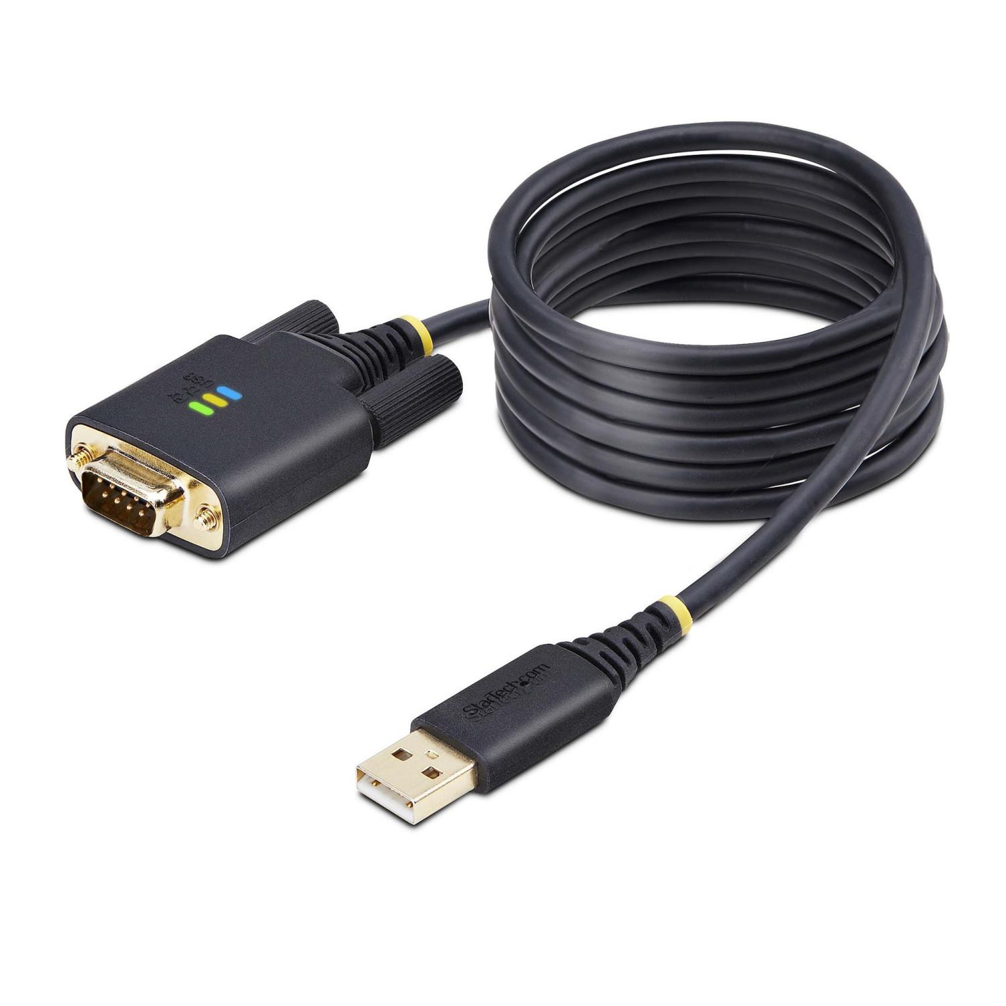 Startech Startech.com câble usb vers série de 2m, rétention com, vis/écrous interchangeables, câble adaptateur usb vers série, usb-a vers db9 rs232, ftdi ic, protection esd, windows/macos/linux