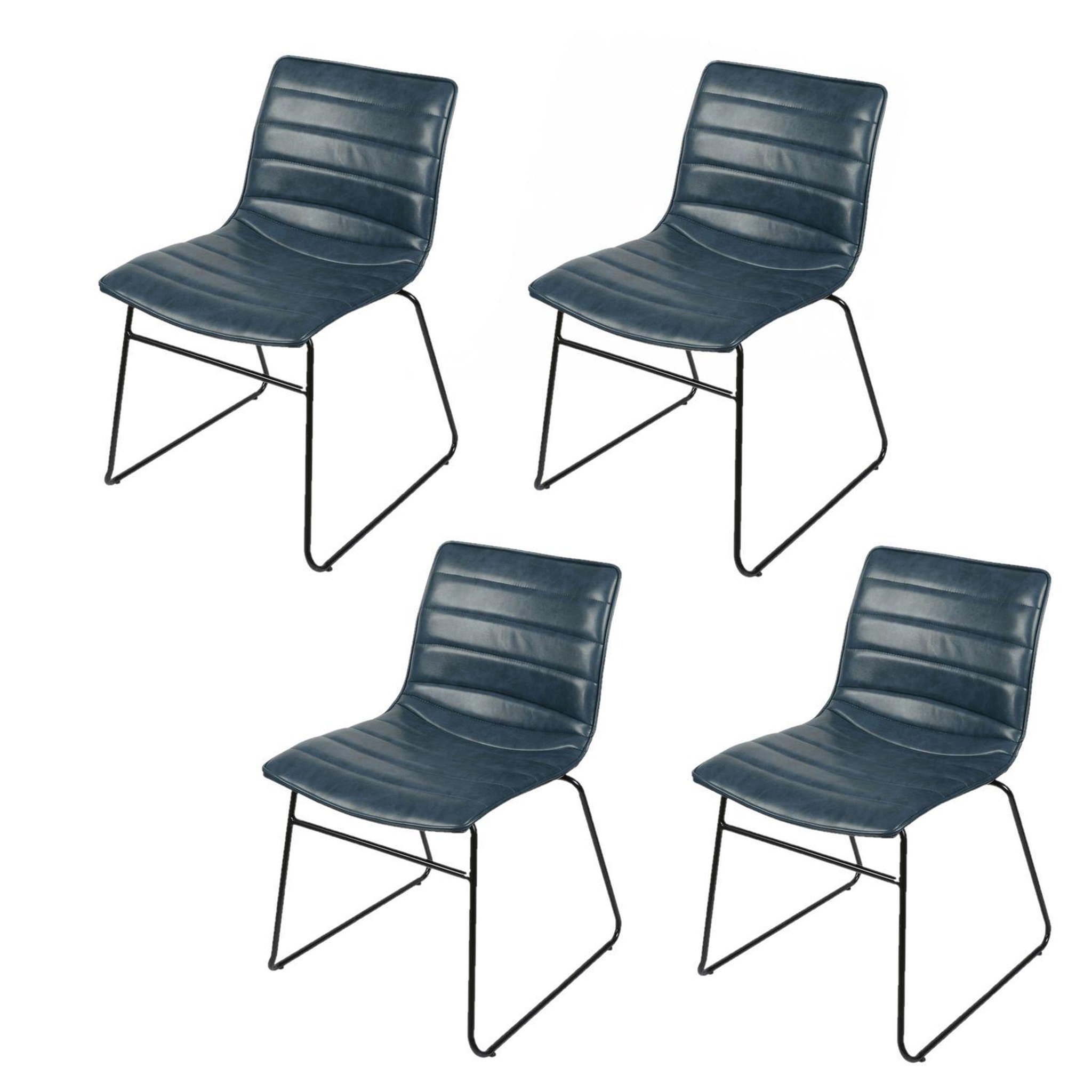 Voir la diapositive 1 : TOILINUX Lot de 4 chaises design industriel brooklyn