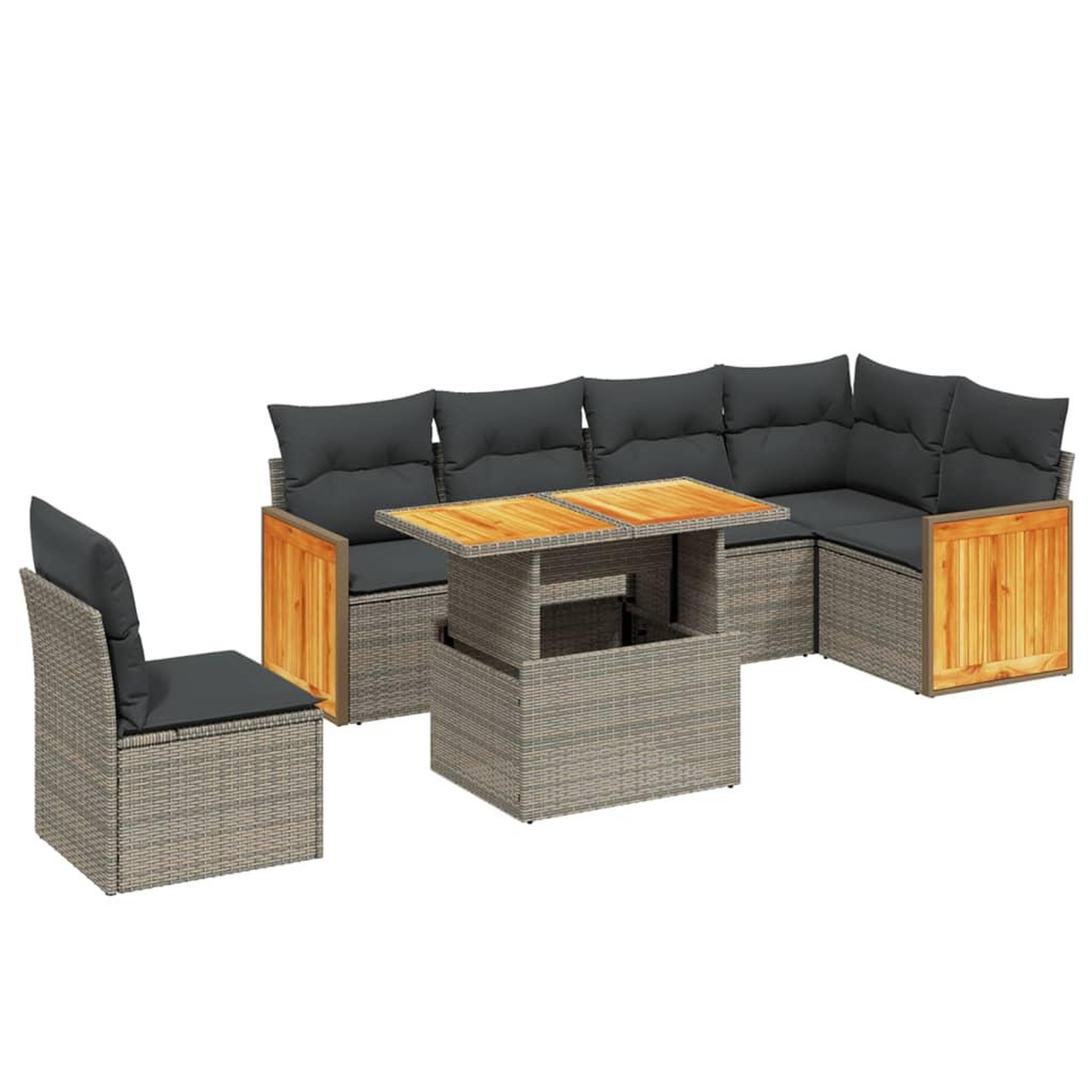 Voir la diapositive 2 : VIDAXL Salon de jardin avec coussins 7 pcs gris resine tressee