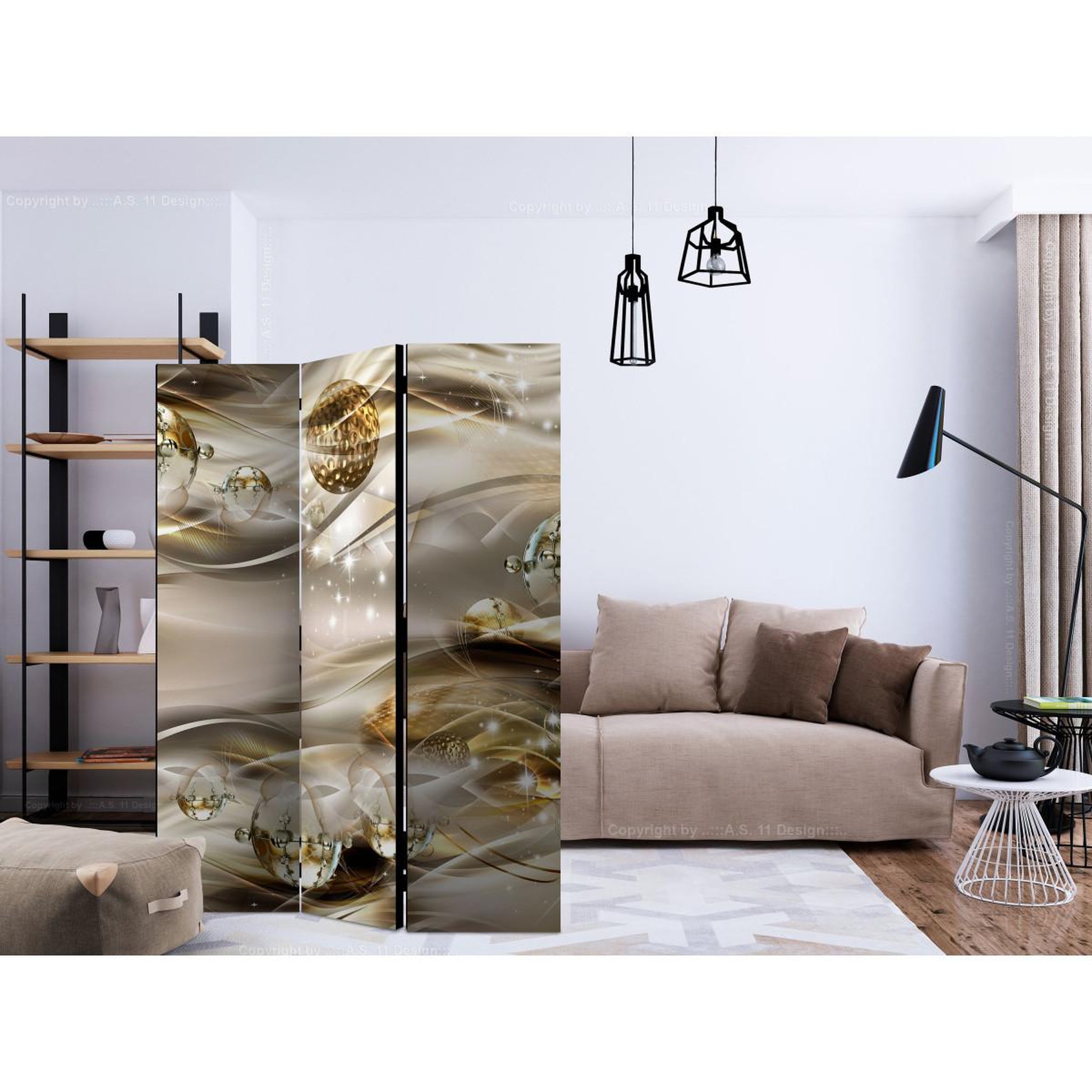 Voir la diapositive 2 : Paris Prix Paravent 3 volets  golden nebula  135x172cm