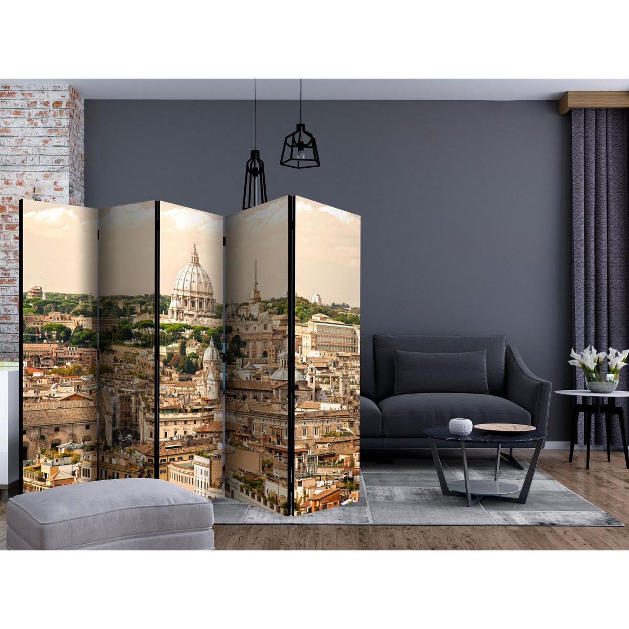 Voir la diapositive 2 : Paris Prix Paravent 5 volets  rome : panorama  172x225cm