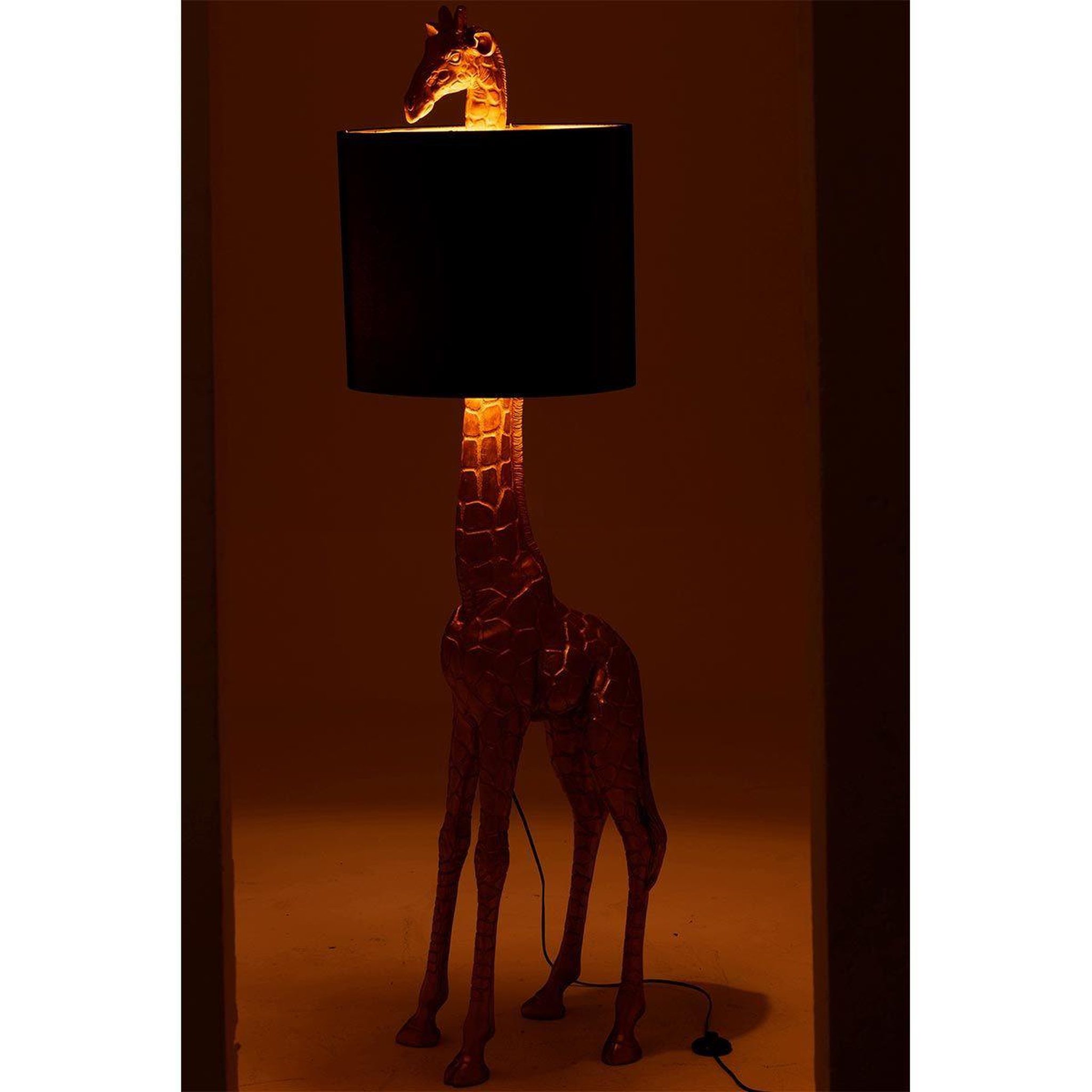 Voir la diapositive 3 : J-LINE Lampadaire design  girafe  179cm or & noir