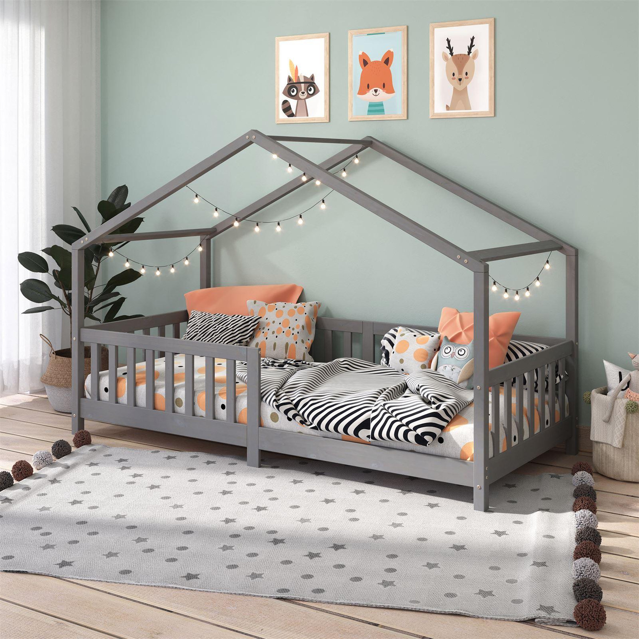 Voir la diapositive 2 : IDIMEX Lit cabane LISAN 90 x 190 cm, en pin massif