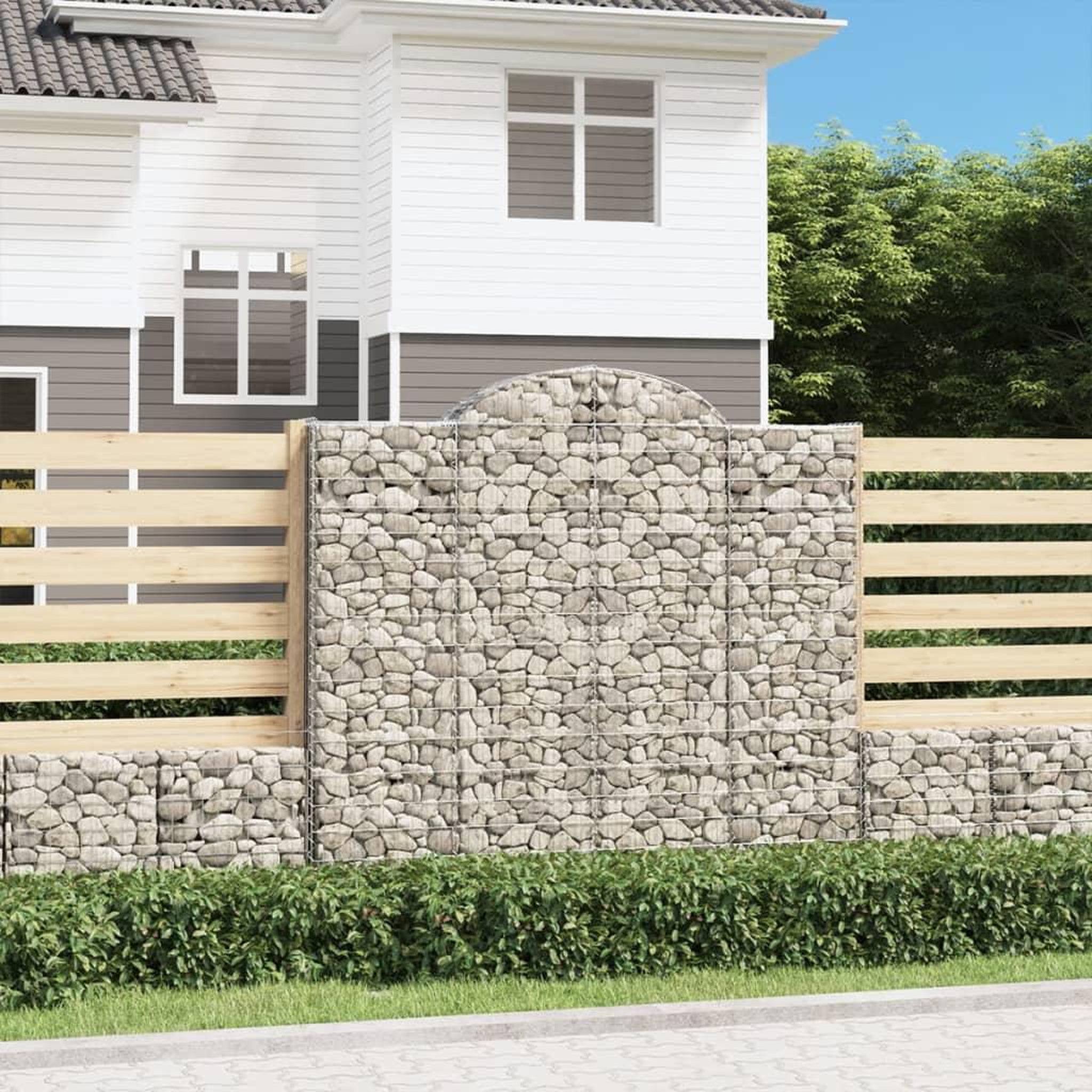 VIDAXL Paniers a gabions arques 2 pcs 200x30x180/200 cm Fer galvanise