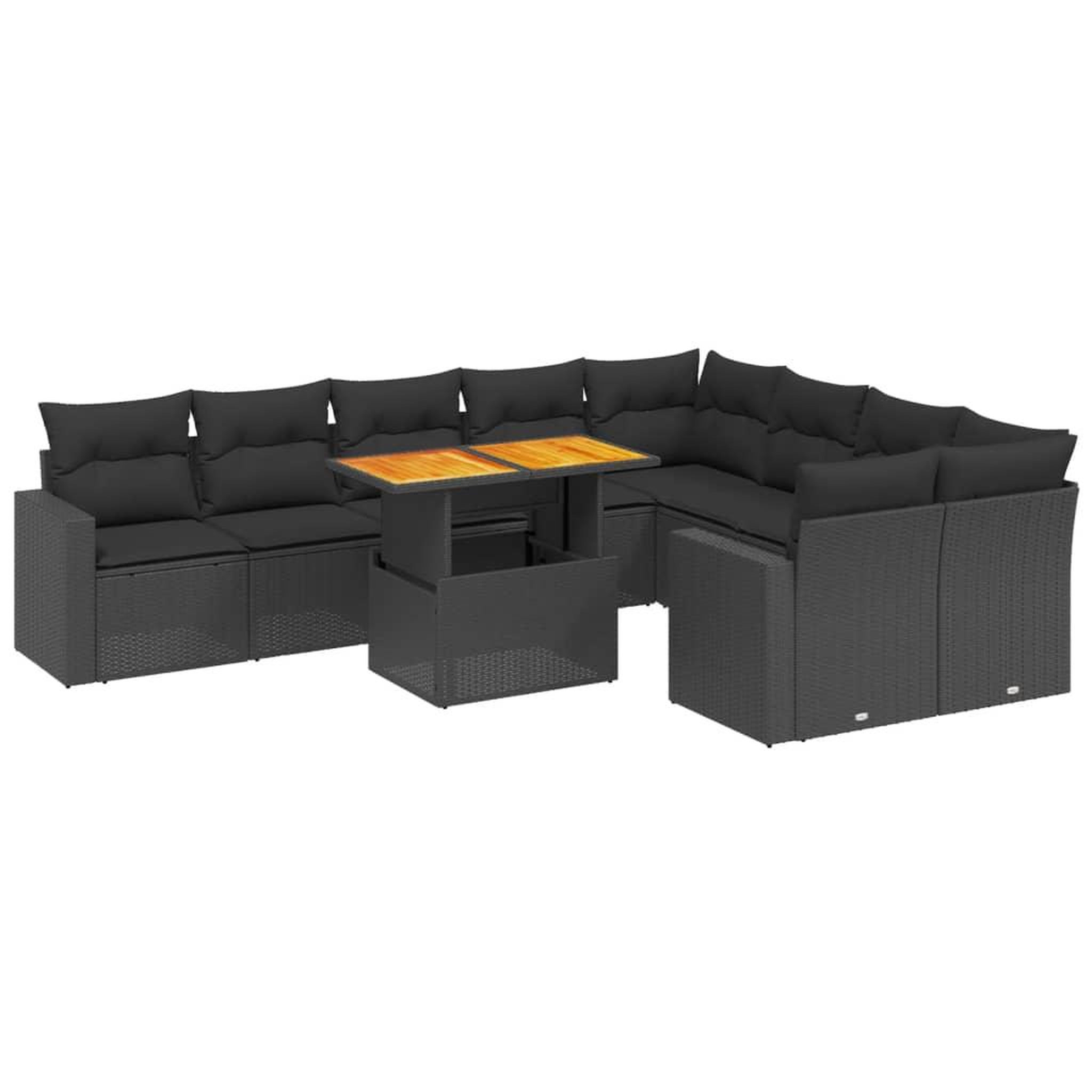 Voir la diapositive 2 : VIDAXL Salon de jardin 10 pcs avec coussins noir resine tressee