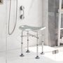 Voir la diapositive 2 : HOMCOM Tabouret de douche - siège de douche avec barre d'appui ventouse - hauteur réglable - alu HDPE gris blanc