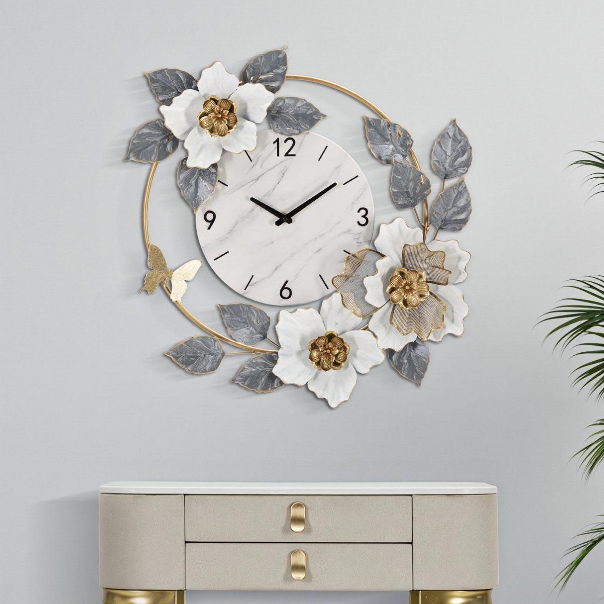Voir la diapositive 4 : Paris Prix Horloge murale design  flowers  64cm multicolore