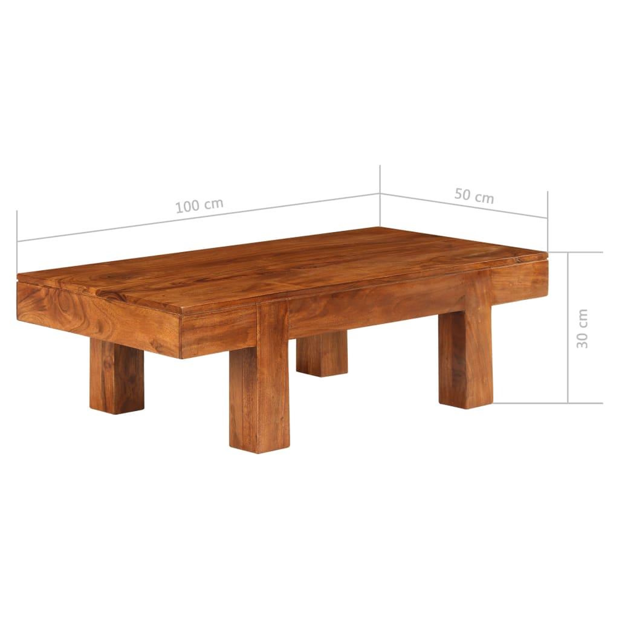 Voir la diapositive 6 : VIDAXL Table basse Bois d'acacia solide avec finition miel 100x50x30cm
