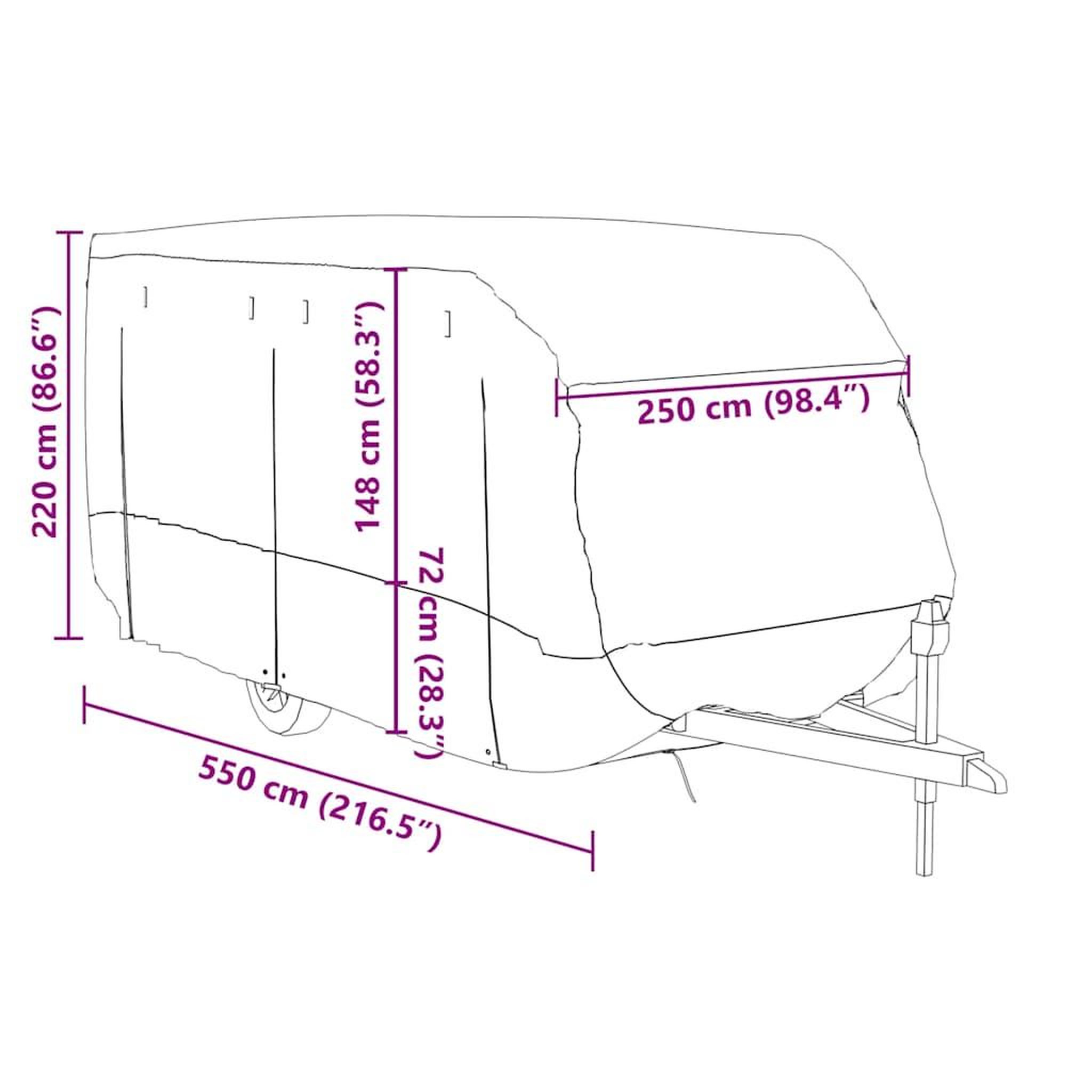 Voir la diapositive 6 : VIDAXL Housse de caravane gris 550x250x220 cm tissu non tisse