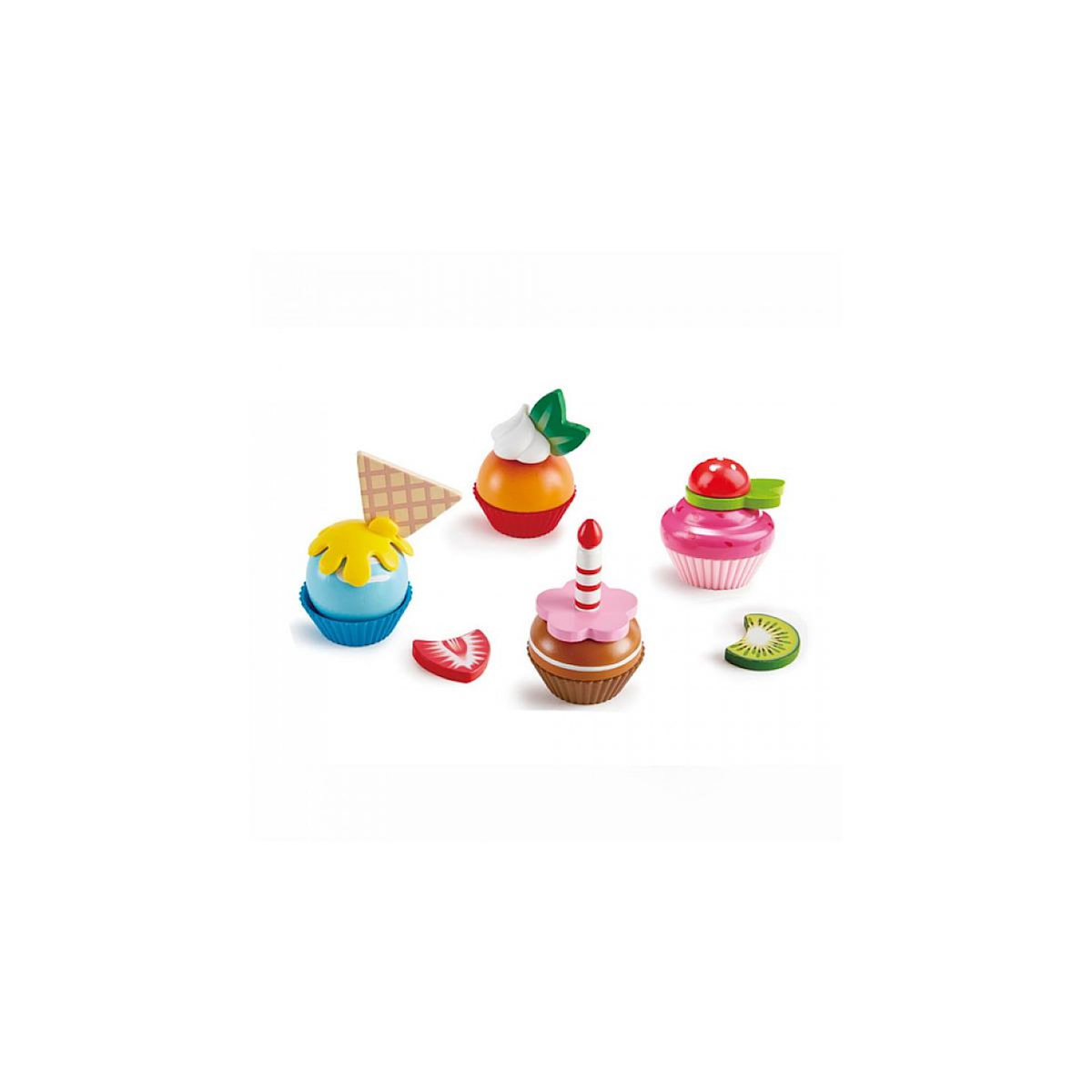 Hape Cupcakes - quatre cupcakes et différentes garnitures