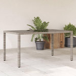 VIDAXL Table de jardin dessus en verre Gris 150x90x75cm Resine tressee