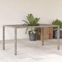 Voir la diapositive 1 : VIDAXL Table de jardin dessus en verre Gris 150x90x75cm Resine tressee