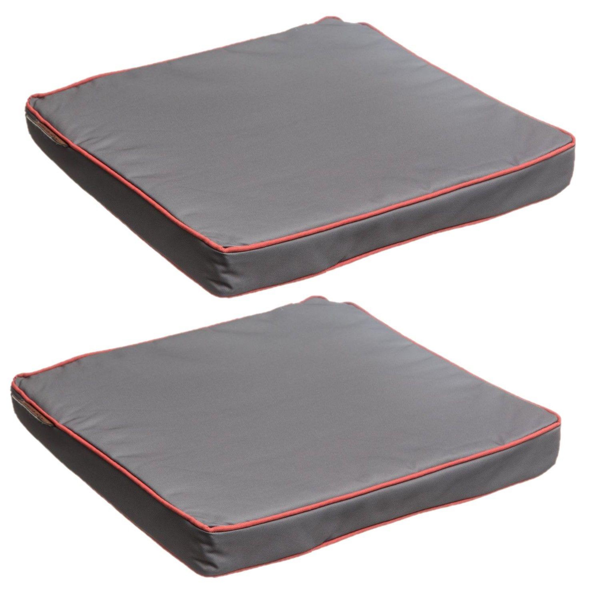 TOILINUX Lot de 2 galettes de chaises avec bande aggripante - 40 x 40 cm - Gris