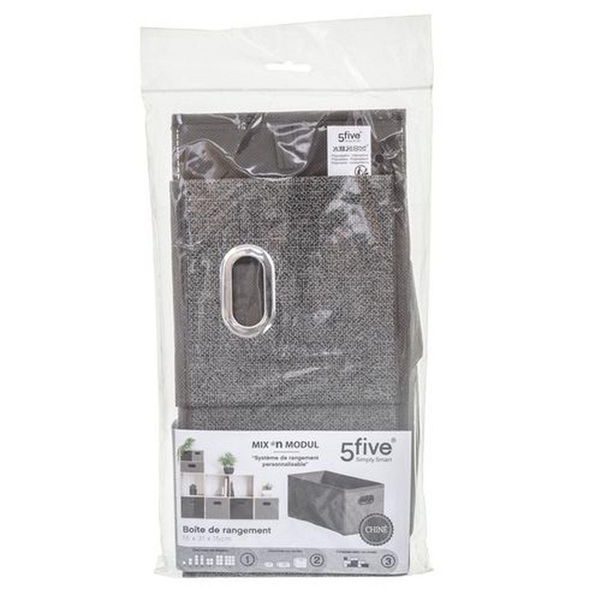 TOILINUX Lot de 2 Boites de rangement en tissu avec poignée