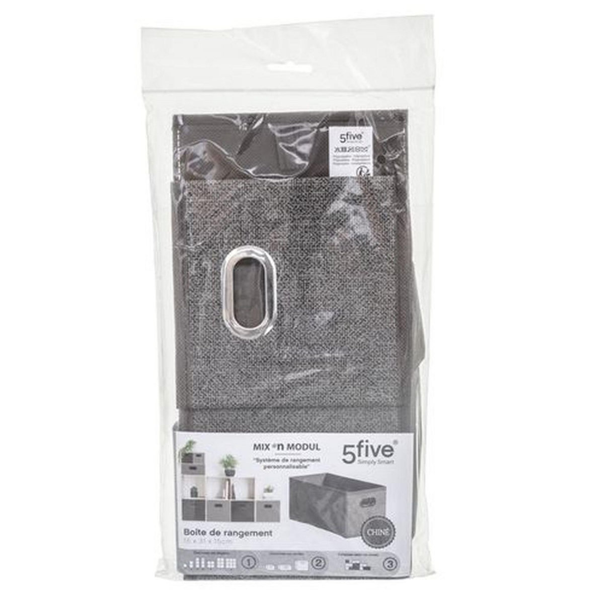 TOILINUX Lot de 2 Boites de rangement en tissu avec poignée