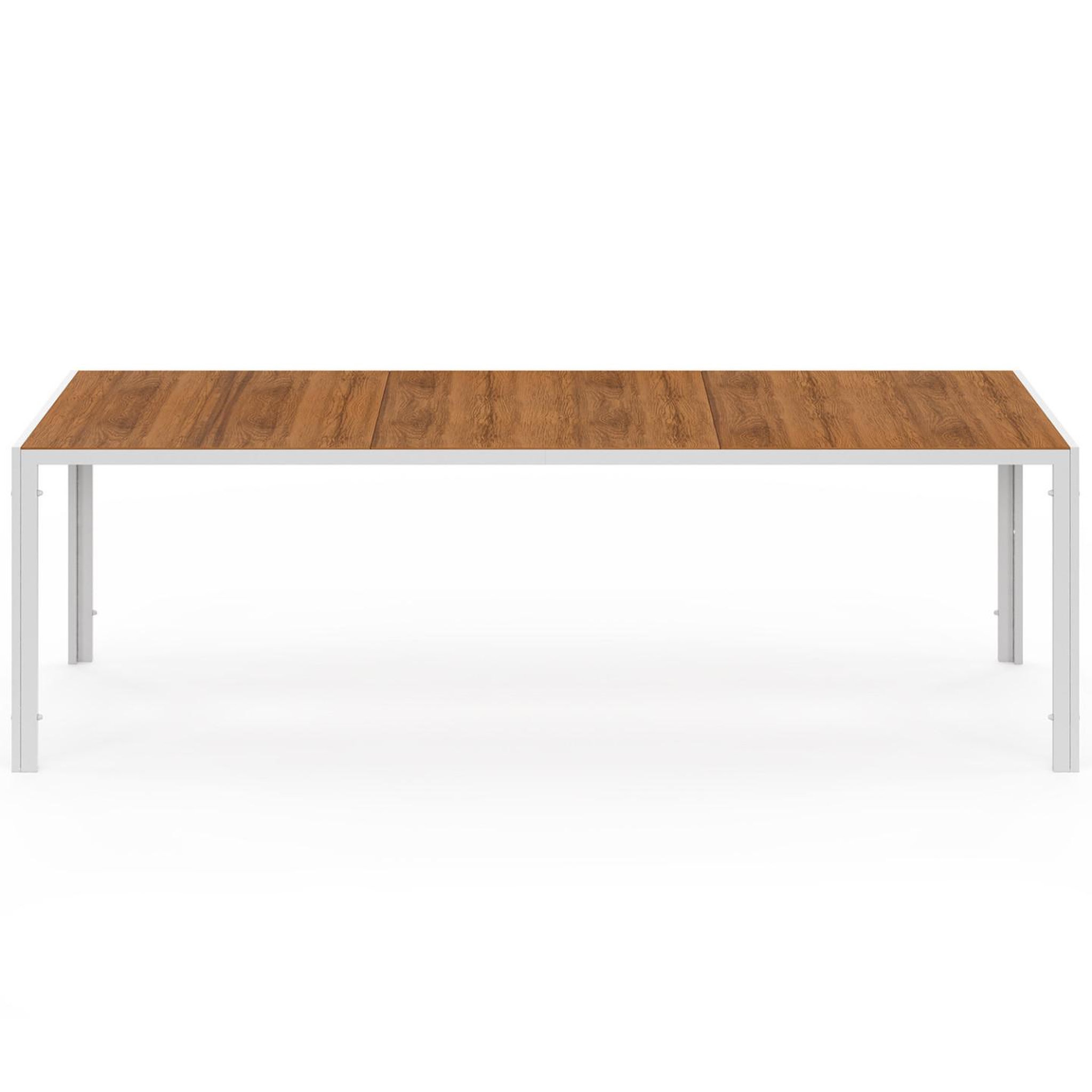 Voir la diapositive 3 : ID MARKET Salon de jardin noumea table 240 cm plateau verre trempé effet bois et 10 chaises empilables blanc et bois