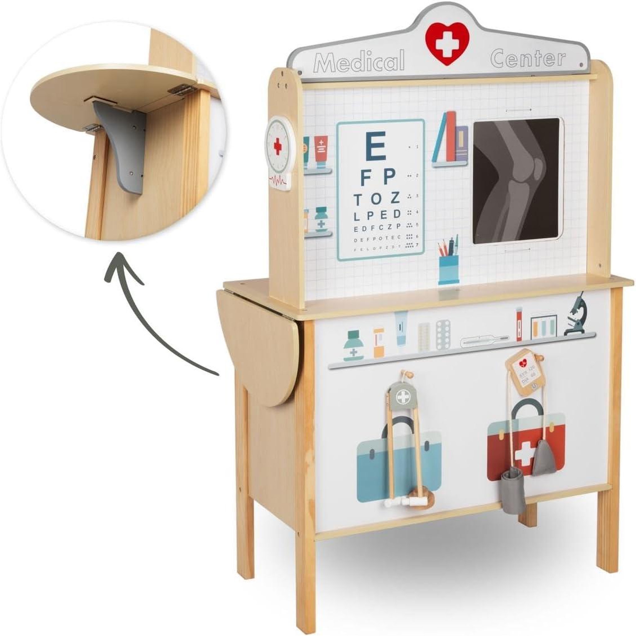 Voir la diapositive 3 : MAMABRUM Jeux Imitation Docteur Bois +Accessoires, Cabinet médical, Malette Docteur et Accessoires