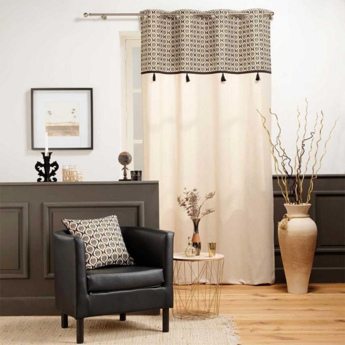 Paris Prix Coussin Déco à Motifs  Esmina  40x40cm Noir