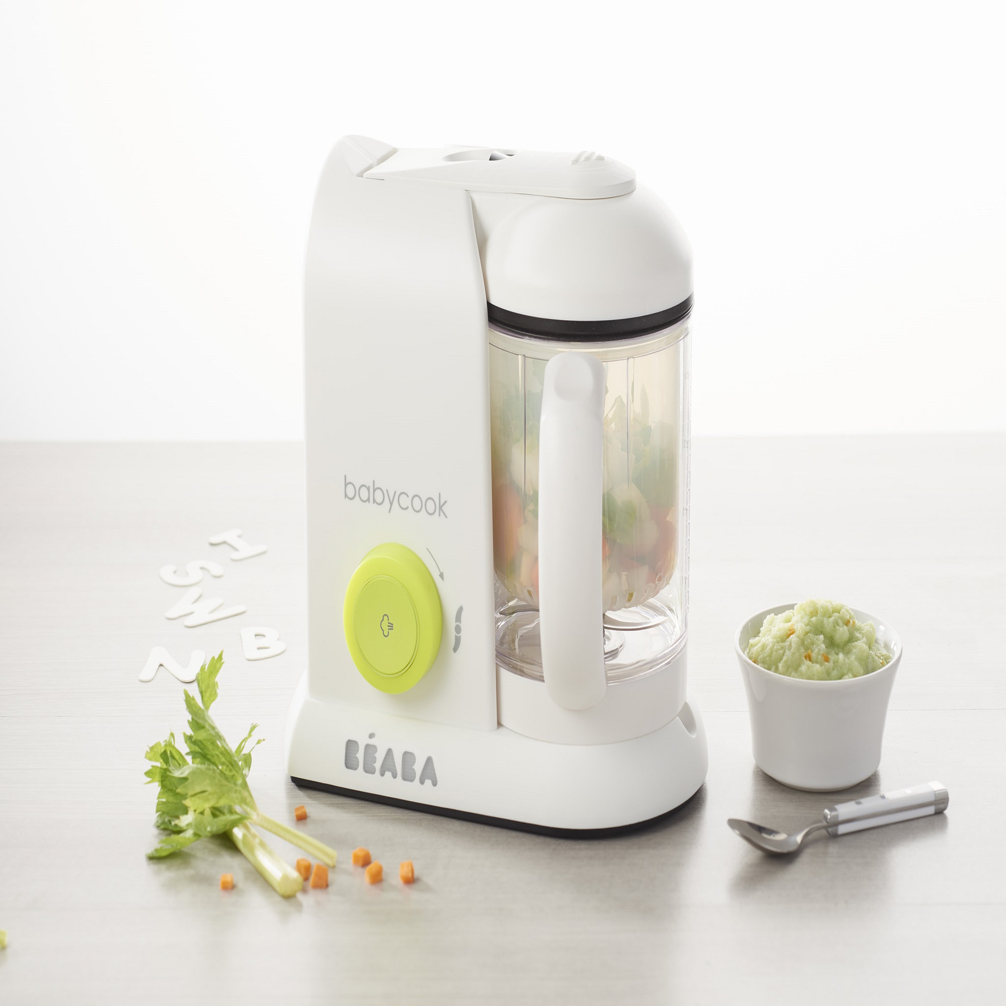 Voir la diapositive 7 : BEABA Cuiseur vapeur - mixeur pour bébé BabyCook® néon