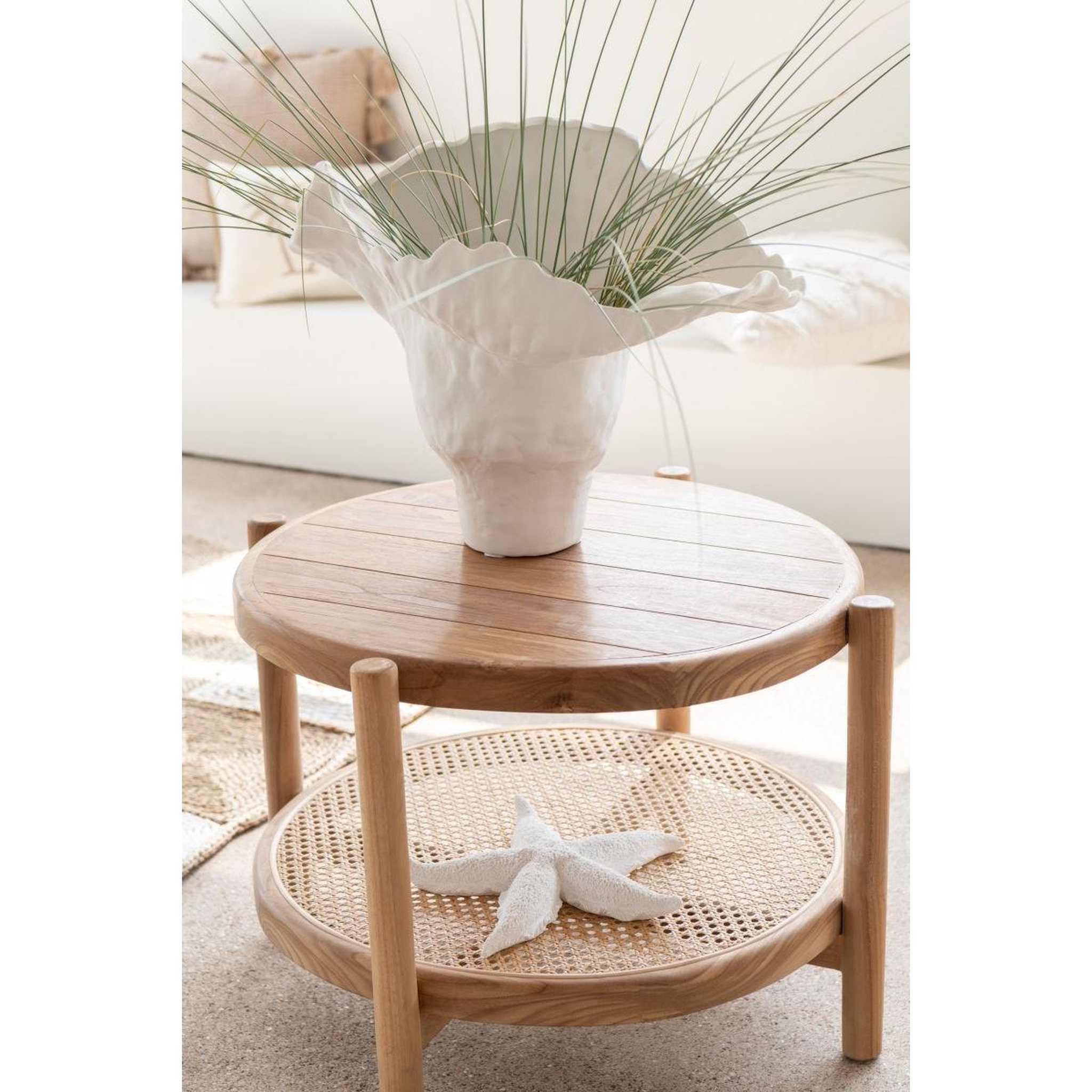 Voir la diapositive 4 : J-LINE Vase déco en céramique  corolla  51cm blanc