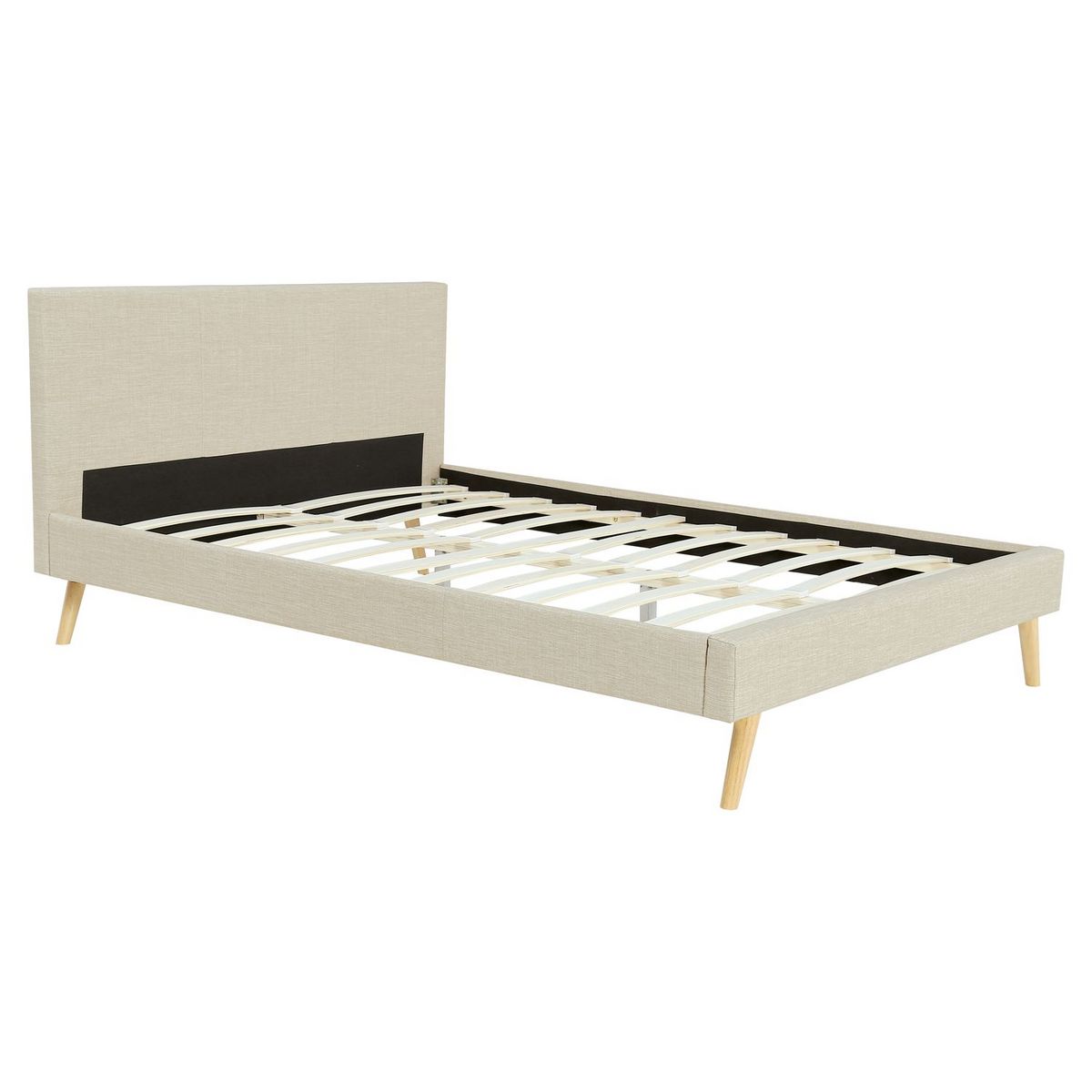 Lit scandinave tissu avec tête de lit et sommier 140x190 cm PORTIMAO