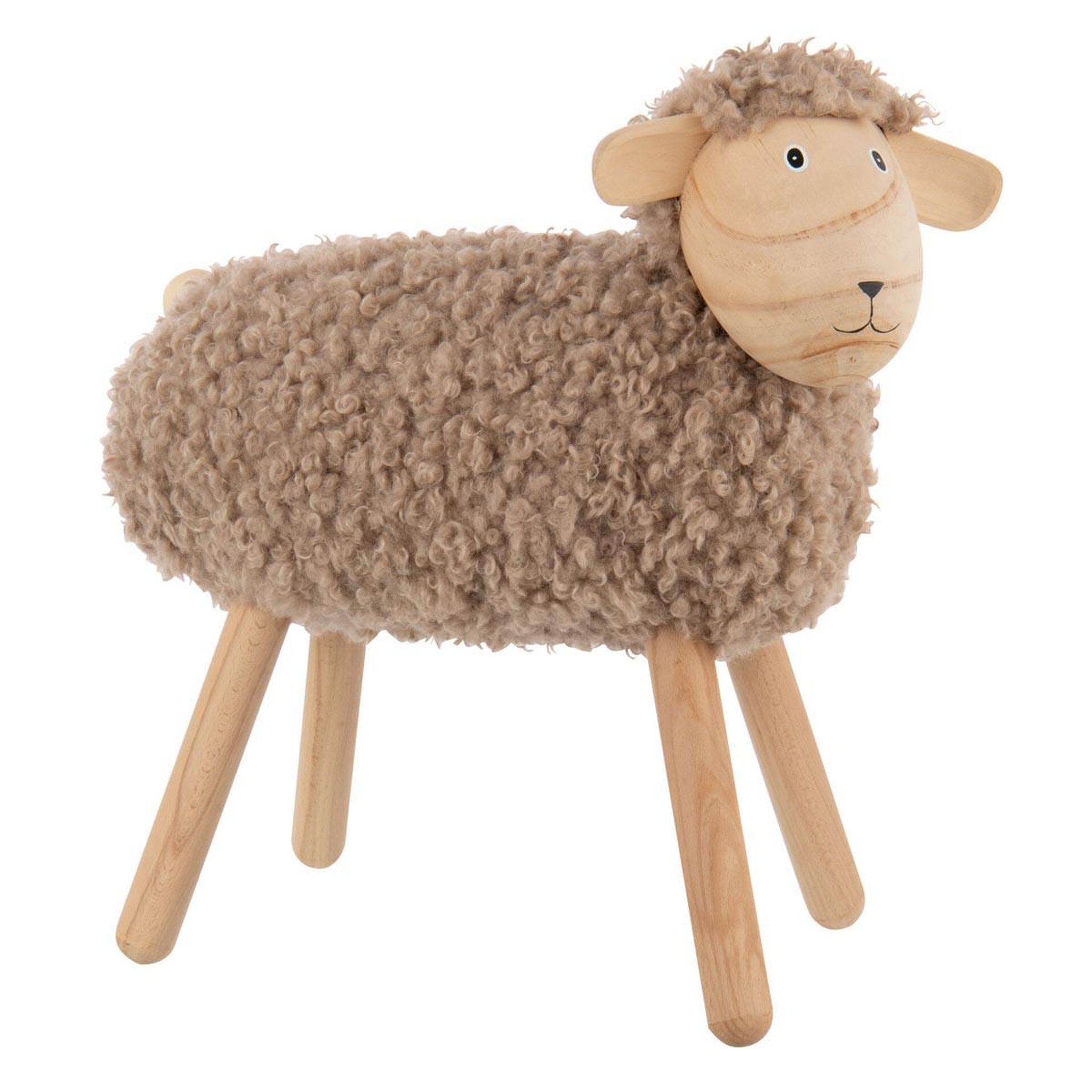 J-LINE Statuette mouton en bois  chalet  45cm beige