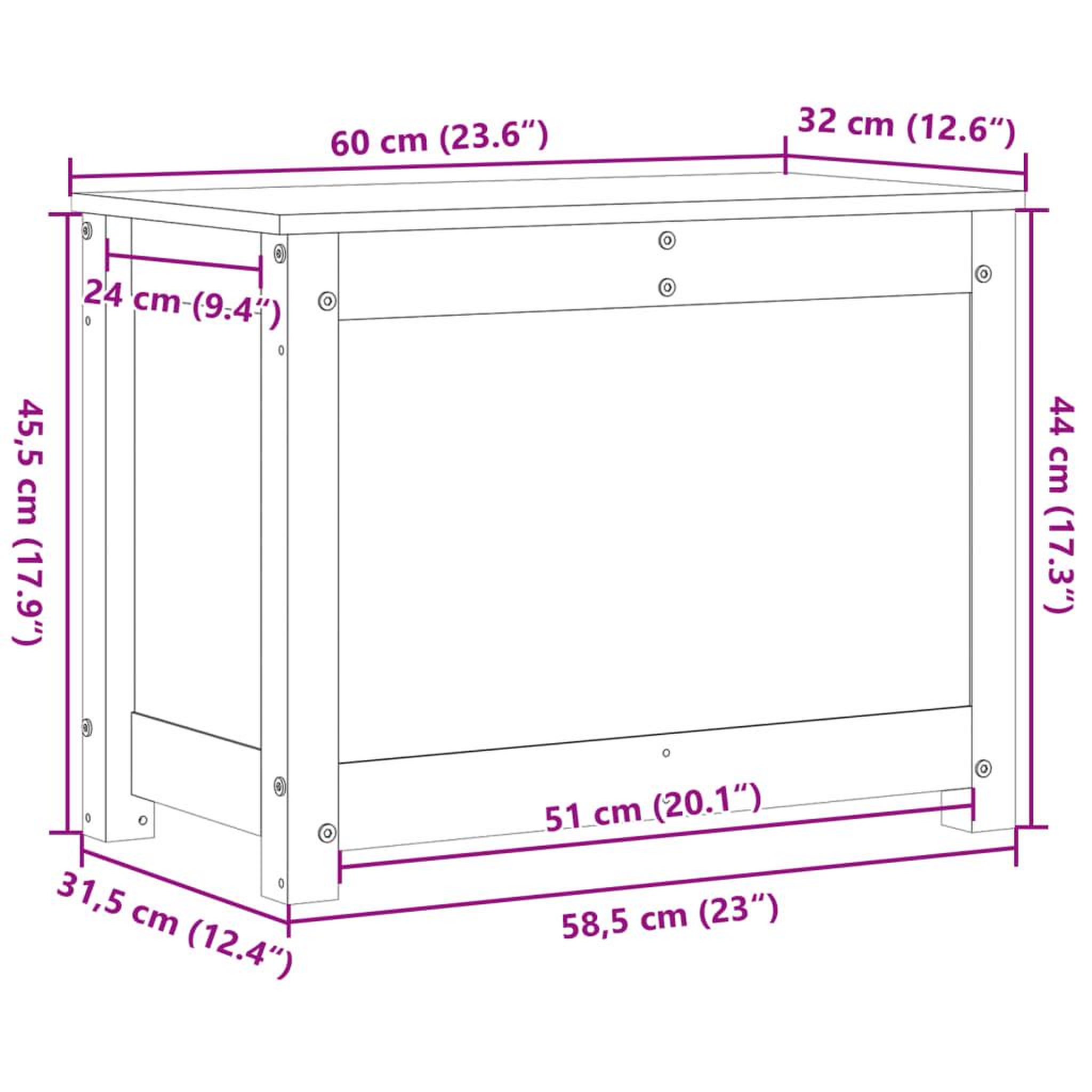 Voir la diapositive 6 : VIDAXL Boîte de rangement Blanc 60x32x45,5 cm Bois massif de pin