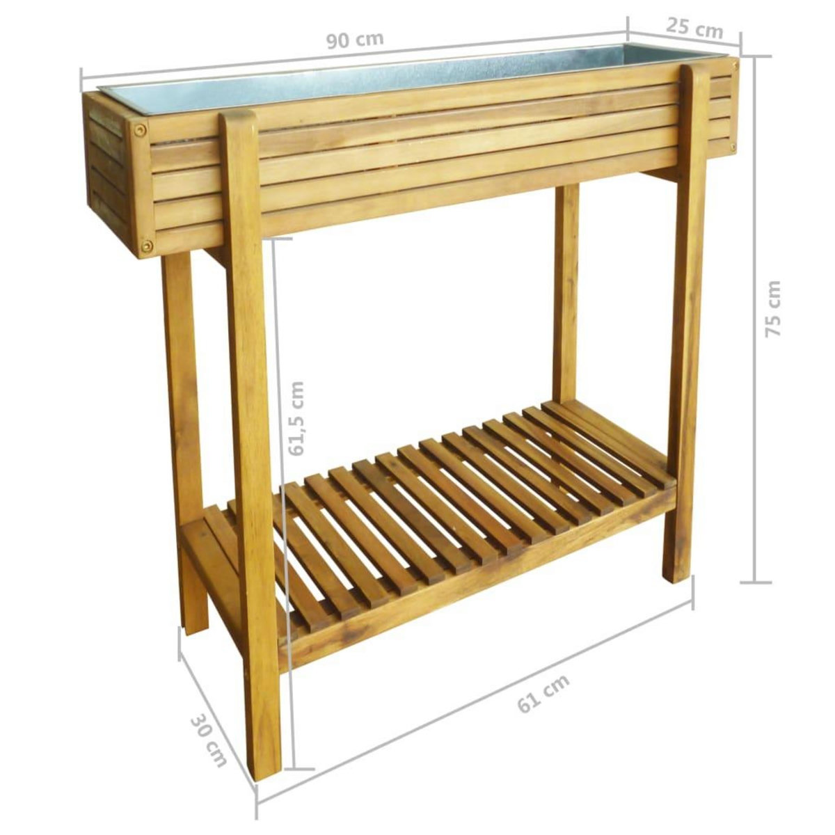 VIDAXL Lit sureleve de jardin Bois massif d'acacia et zinc