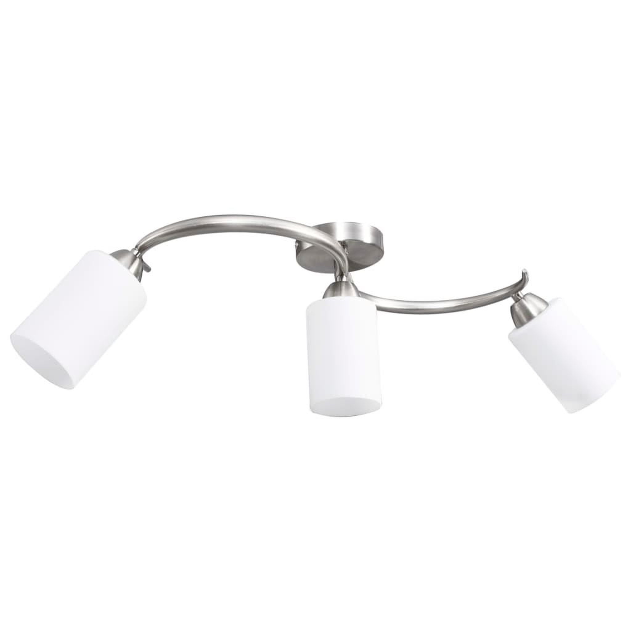 Voir la diapositive 4 : VIDAXL Plafonnier avec abat-jour en verre 3 ampoules E14 Blanc  Cone