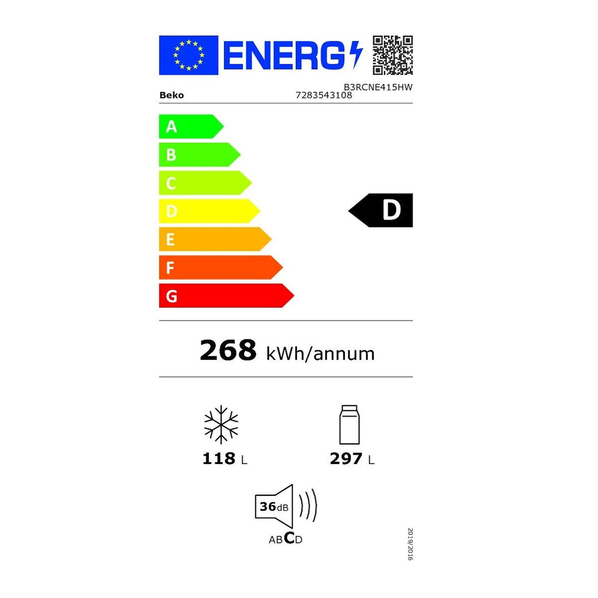 Beko Réfrigérateur combiné 60cm 415l ventilé blanc - B3RCNE415HW