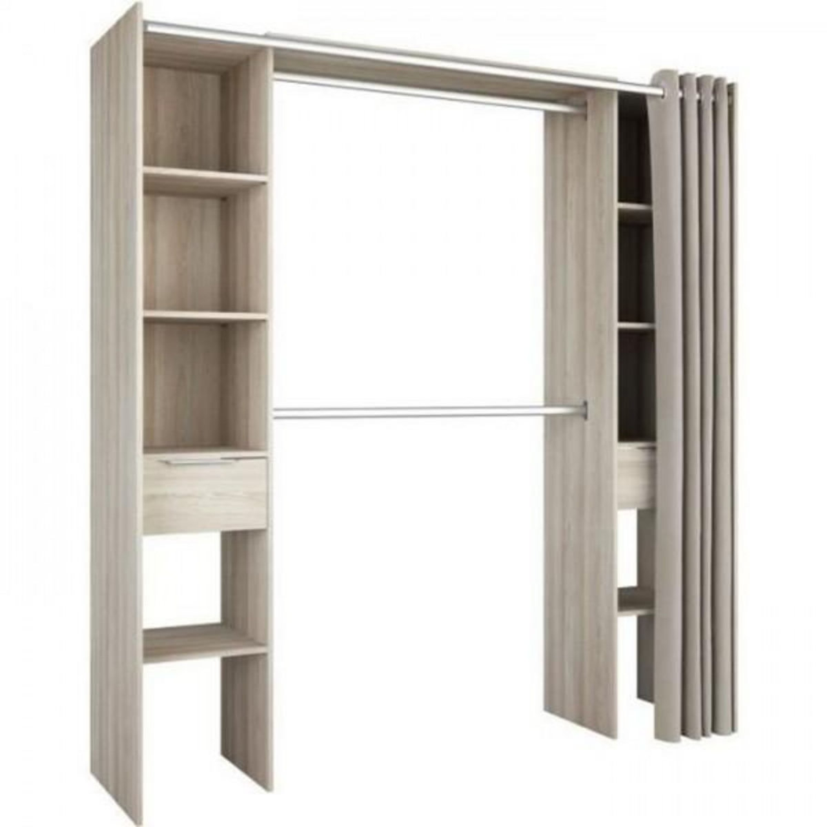 Demeyere DEMEYERE Kit dressing 2 colonnes + 2 penderies + 2 tiroirs - Décor Chene Shannon - L 115 x P 50 x H 203 cm - DANA