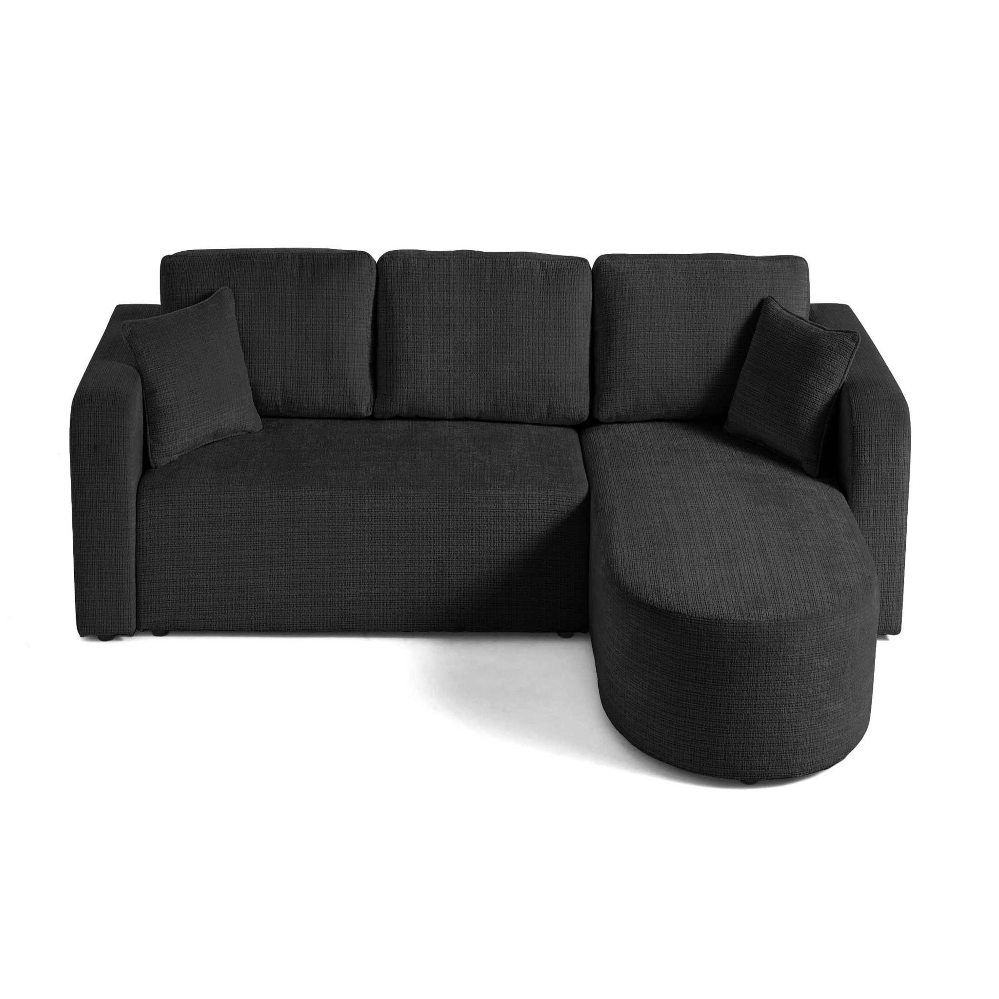 Voir la diapositive 1 : BEST MOBILIER Miro - canapé d'angle réversible - 4 places - convertible avec coffre - en velours texturé