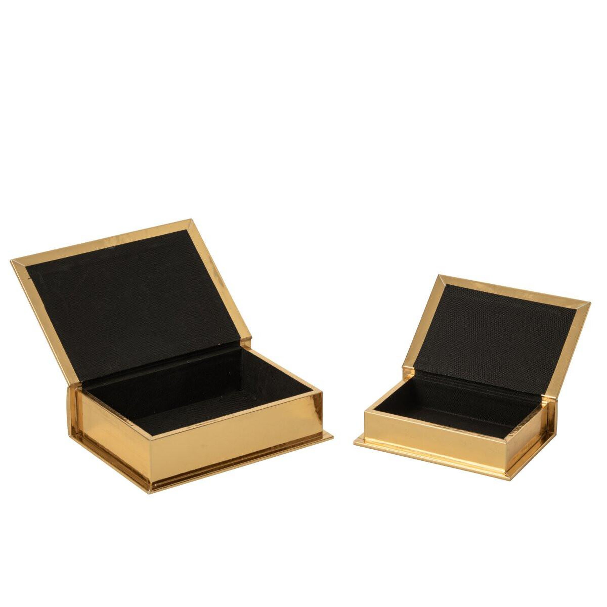 Voir la diapositive 2 : J-LINE Lot de 2 boîtes déco livre  romy  28cm doré