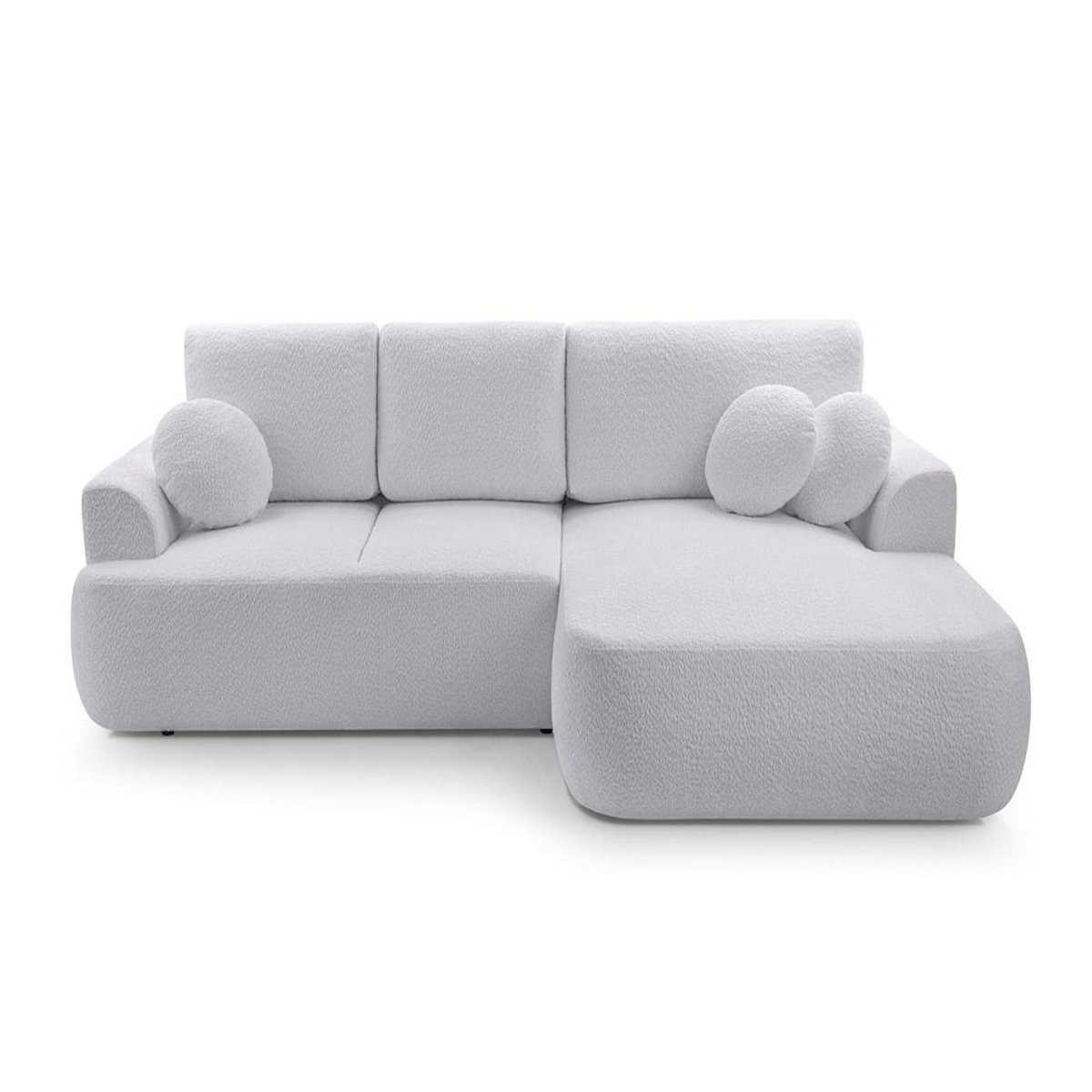 BEST MOBILIER Candela - canapé d'angle droit 4 places - convertible avec coffre - en tissu bouclette