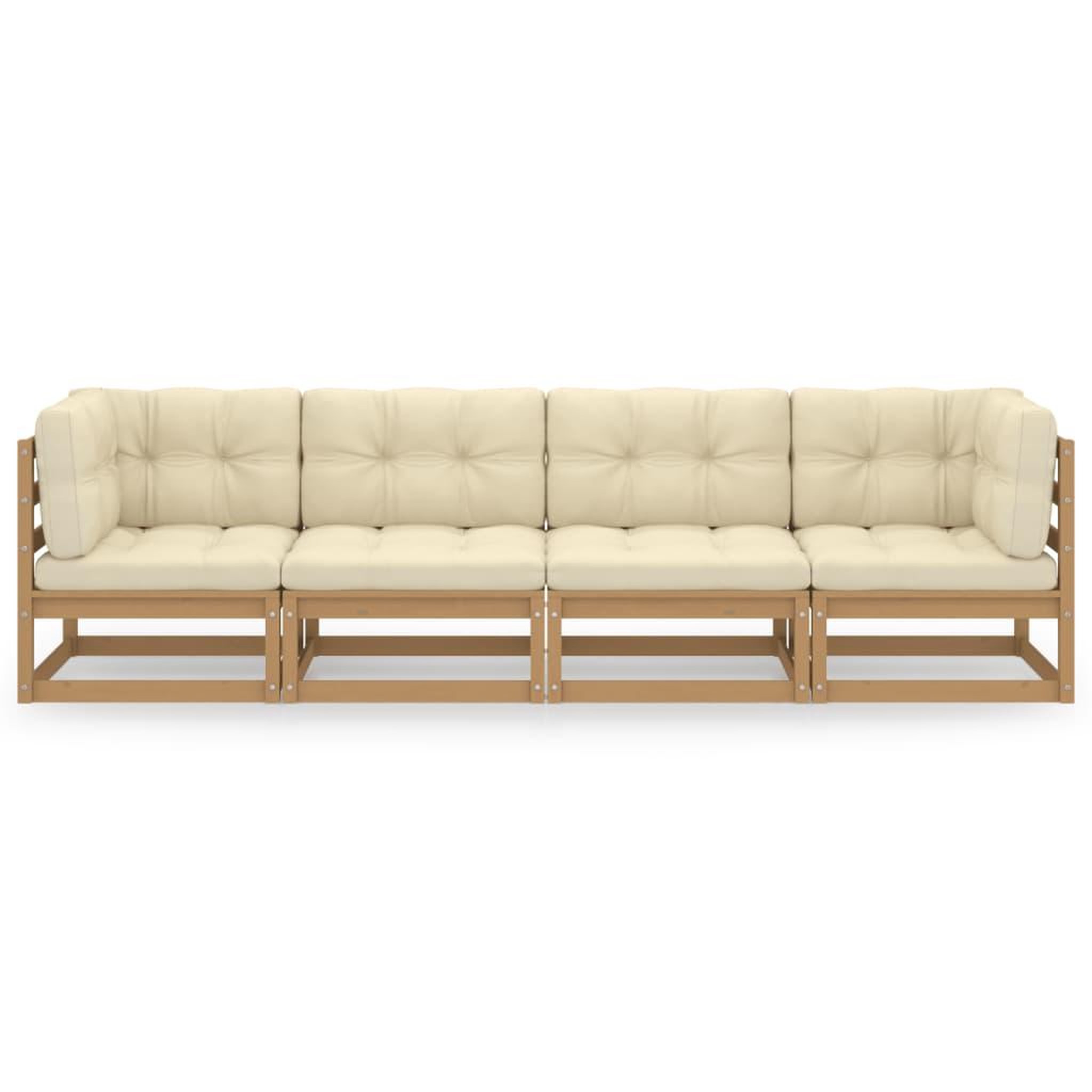 Voir la diapositive 3 : VIDAXL Canape 4 places de jardin avec coussins Bois de pin massif