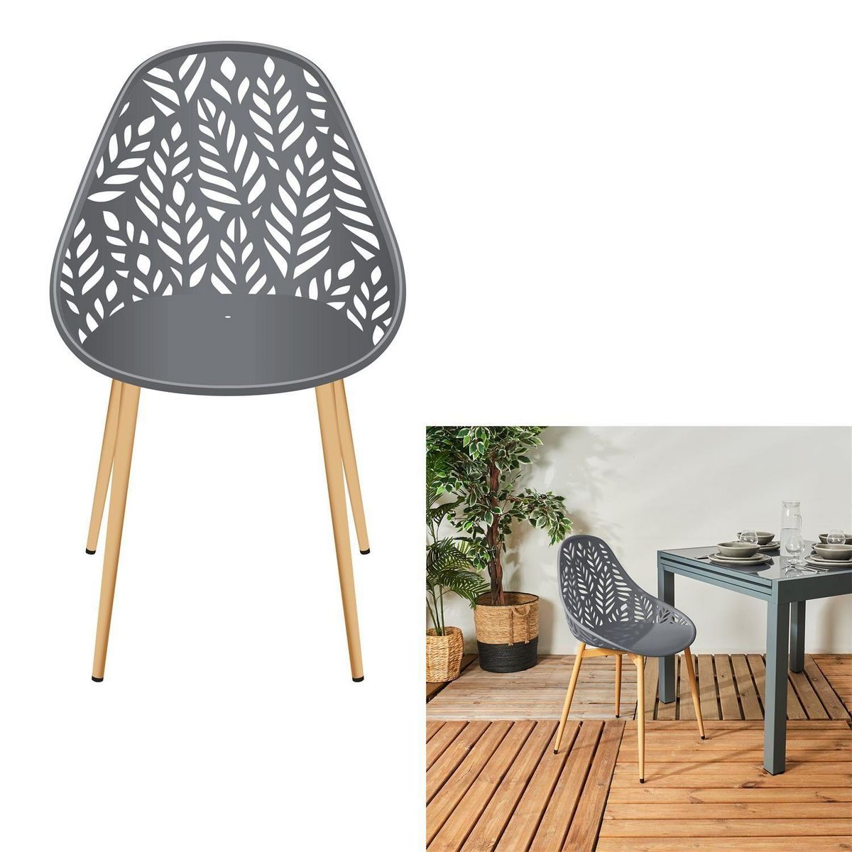 The Home Deco Factory Lot de 4 chaises d'extérieur Calvi en polypropylène