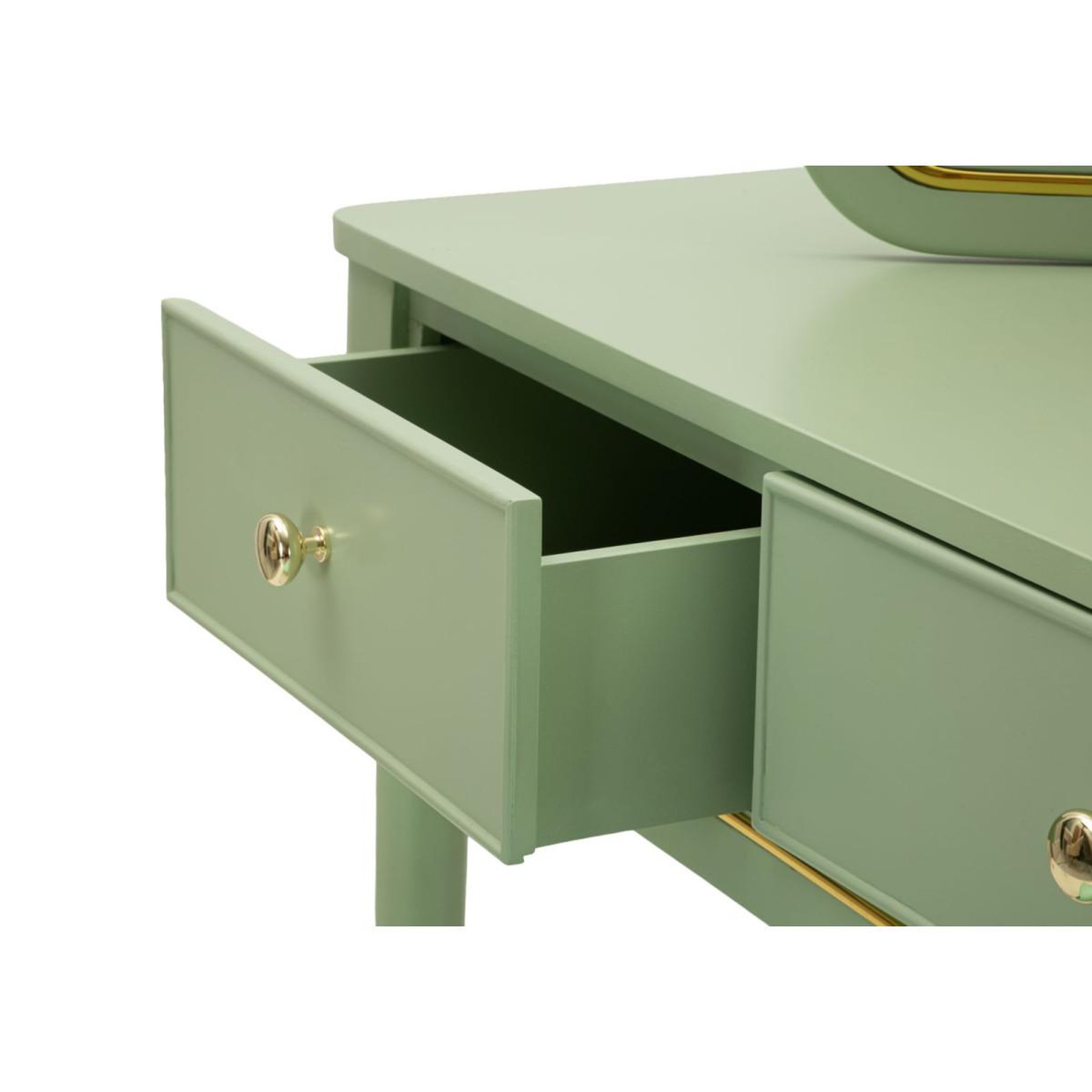 Voir la diapositive 6 : Paris Prix Coiffeuse avec miroir & tabouret  camille  120cm vert
