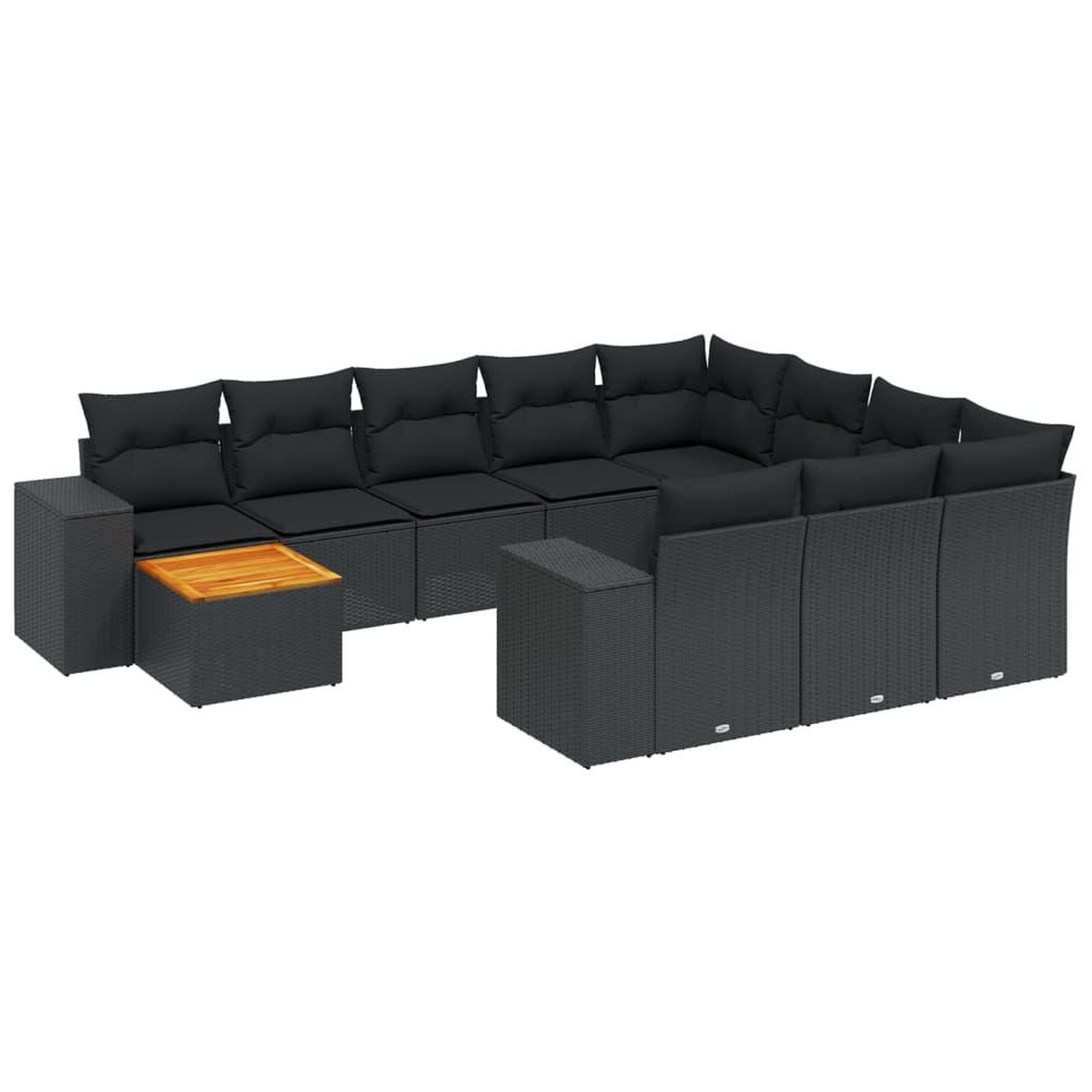 Voir la diapositive 2 : VIDAXL Salon de jardin 11 pcs avec coussins noir resine tressee