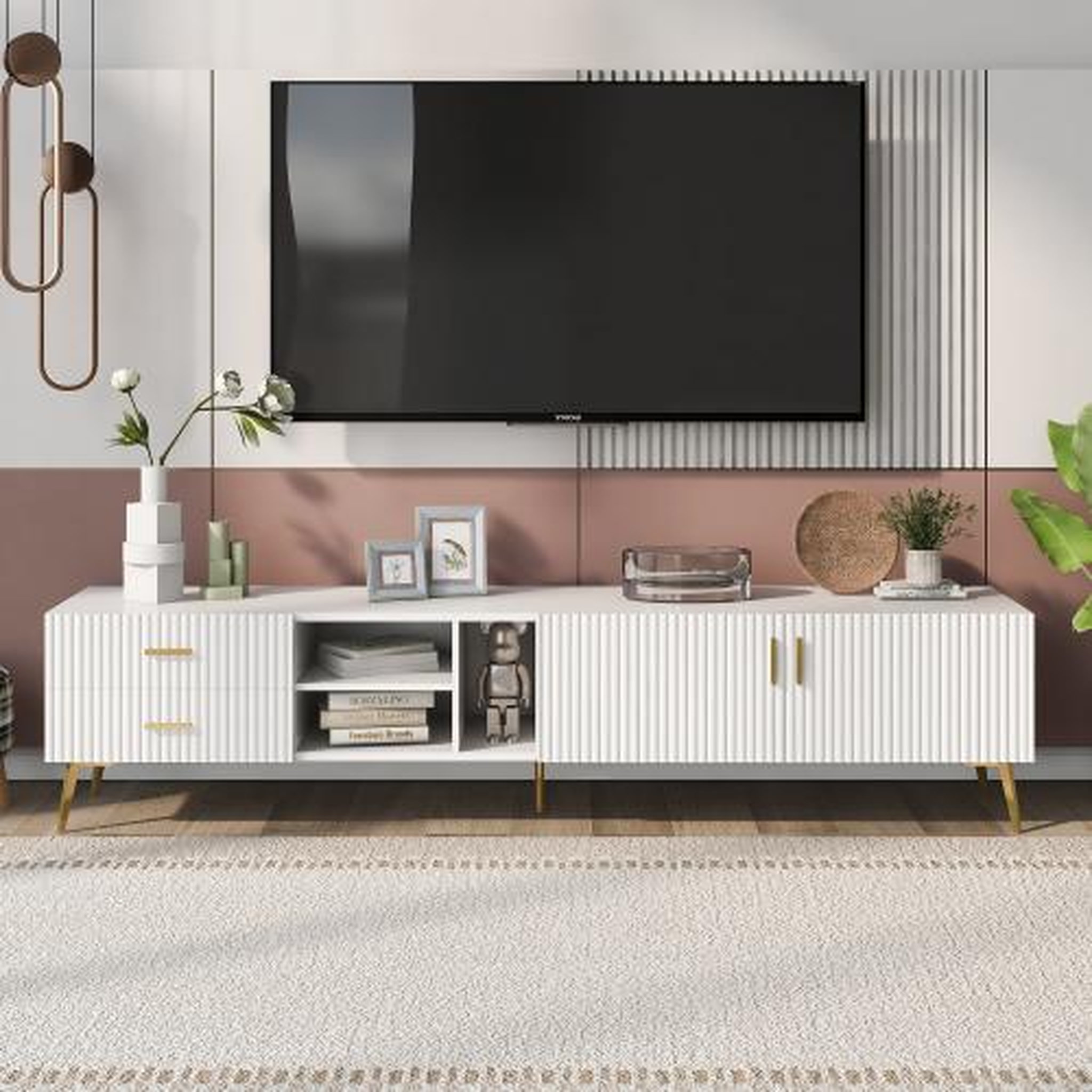 Voir la diapositive 2 : MERAX Meuble tv blanc 180 cm mdf