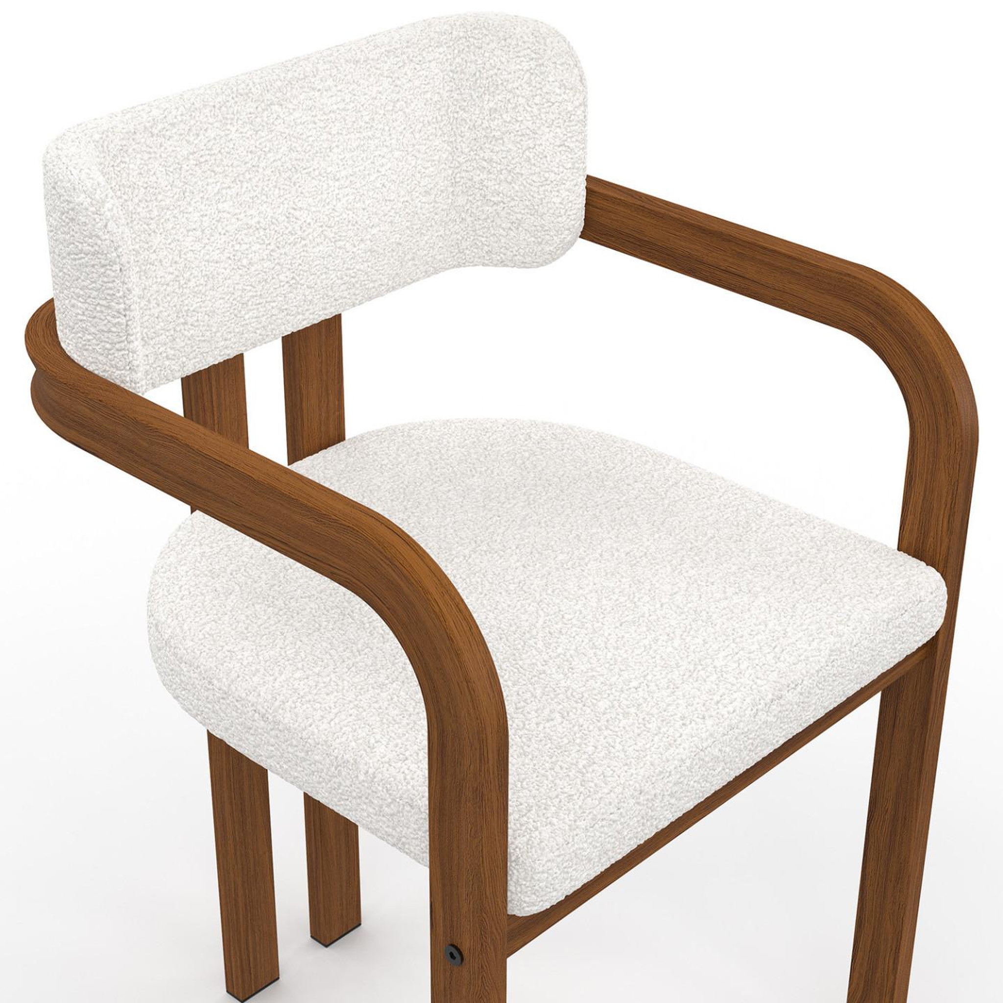 Voir la diapositive 6 : ID MARKET Lot de 4 chaises de salle à manger, fauteuils de table ESMA en métal effet noyer et tissu bouclette avec accoudoirs
