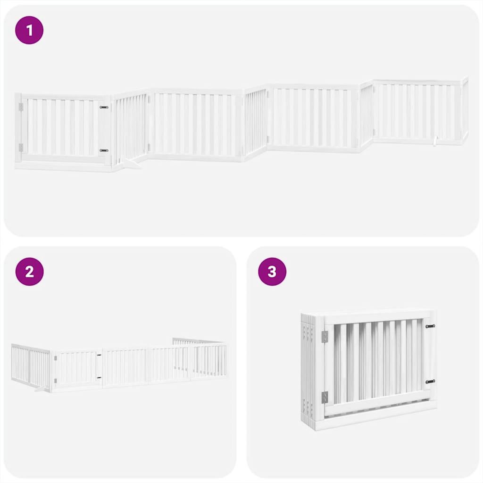 Voir la diapositive 5 : VIDAXL Barriere pour chien porte pliable 8panneaux blanc bois peuplier